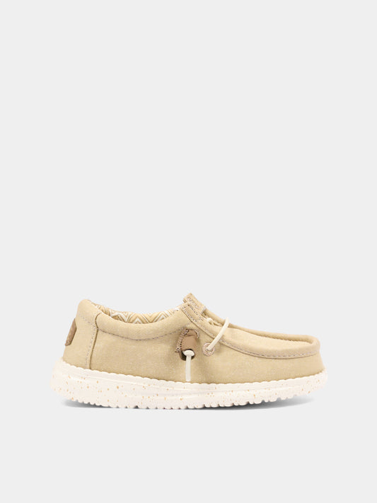 Mocassino beige Wally Y Stretch Canvas per bambino,Hey Dude,41144A 3VM HDY1