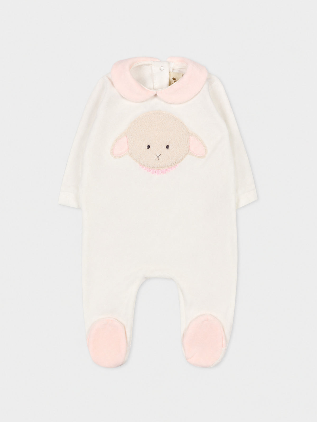 Tutina bianca per neonata con agnellino e collana,Le Boo Beebè,CB011 2030