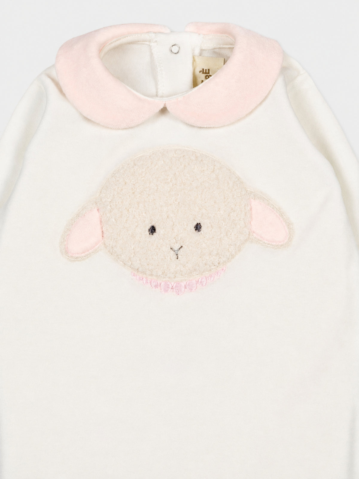Tutina bianca per neonata con agnellino e collana,Le Boo Beebè,CB011 2030