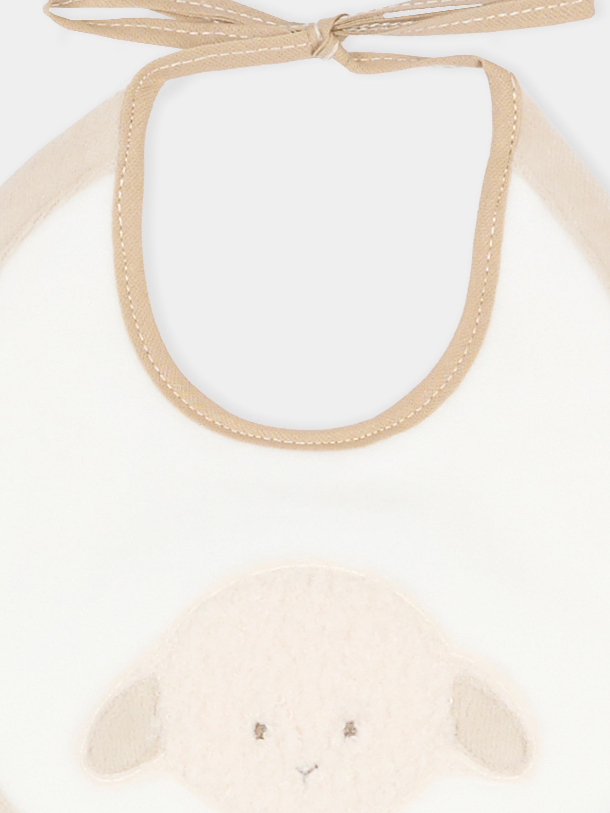 Bavaglino avorio per neonati con agnellino,Le Boo Beebè,CBB011 21