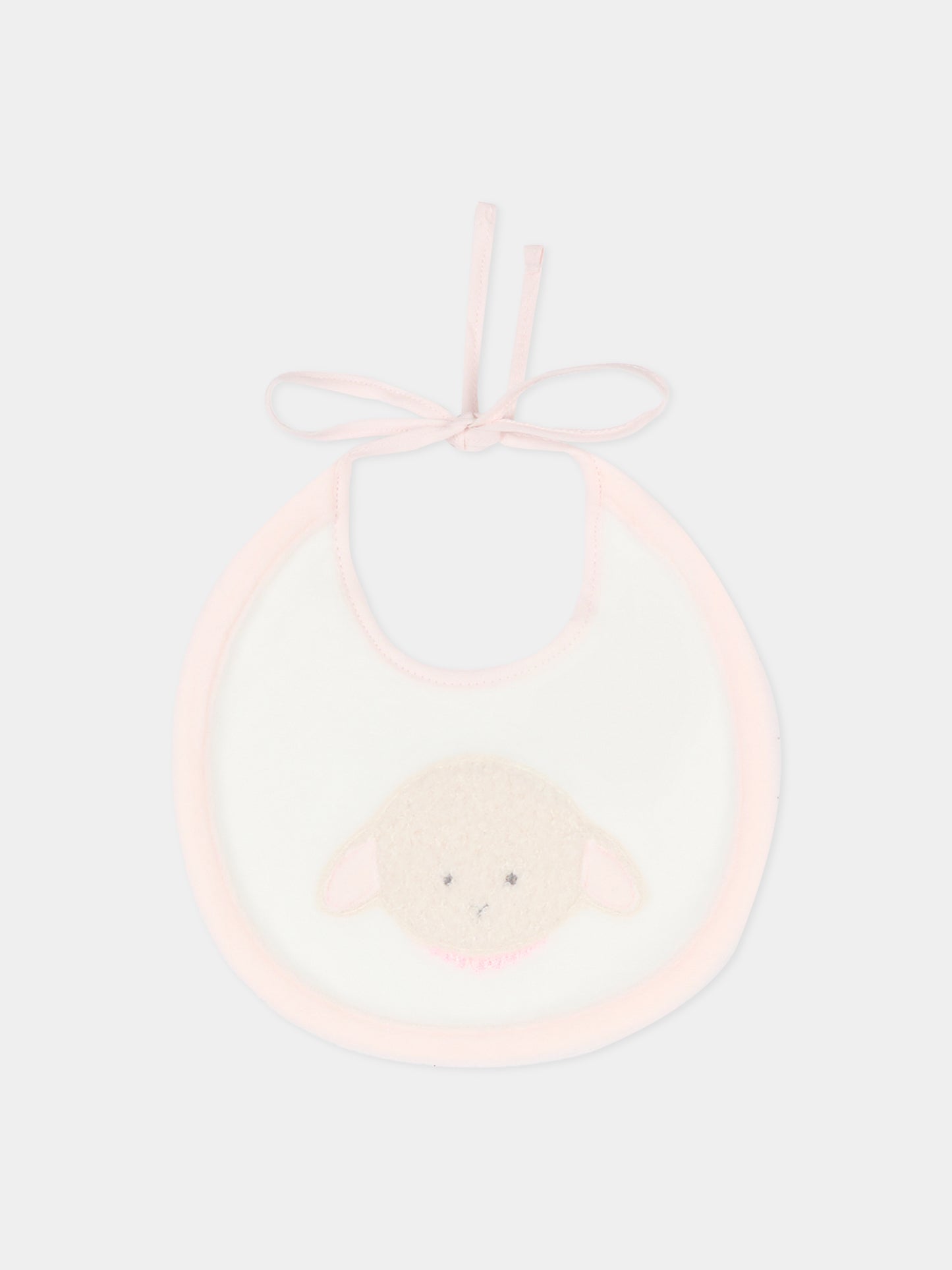 Bavaglino avorio per neonata con agnellino e collana,Le Boo Beebè,CBB011 30