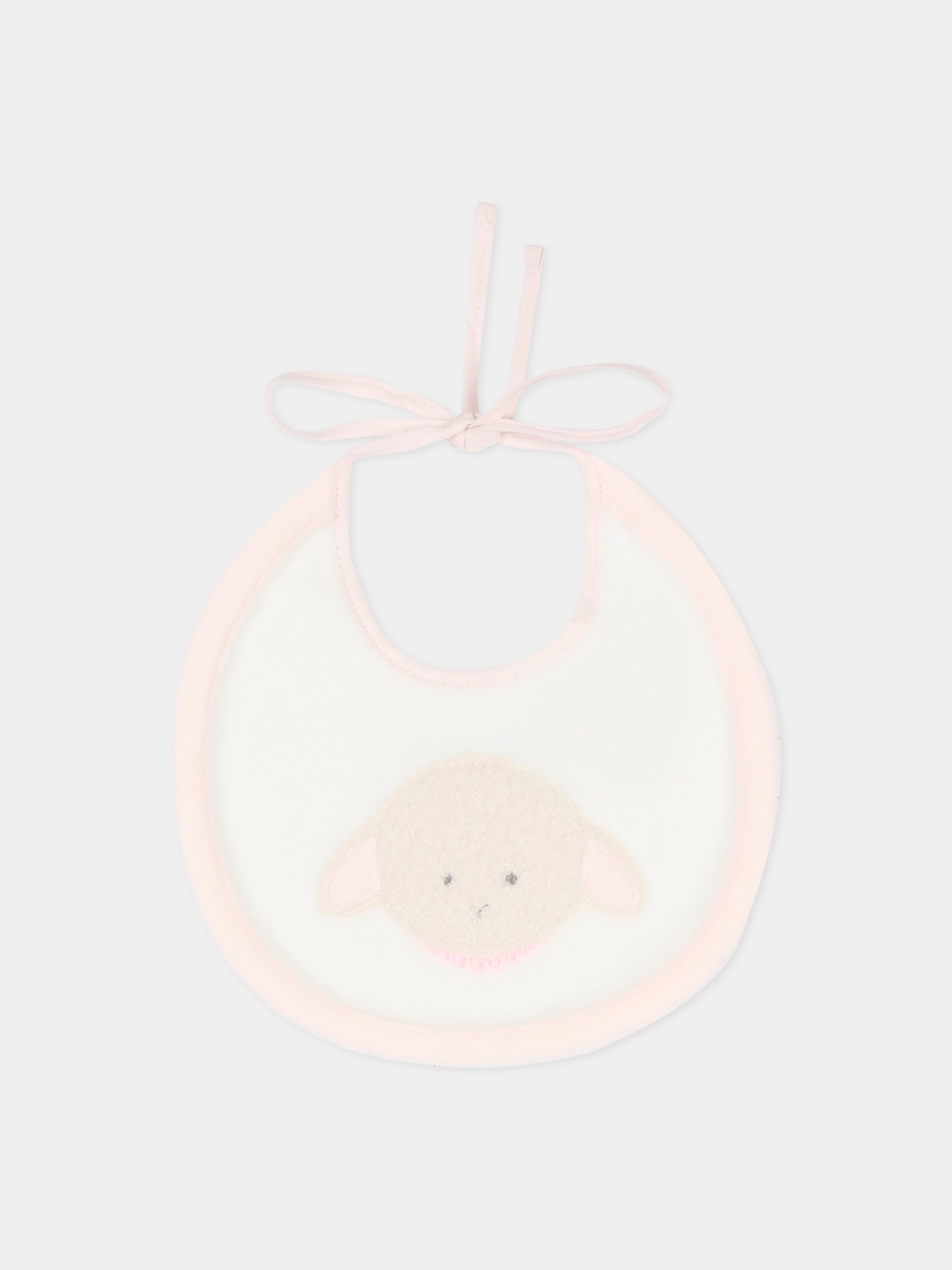 Bavaglino avorio per neonata con agnellino e collana,Le Boo Beebè,CBB011 30