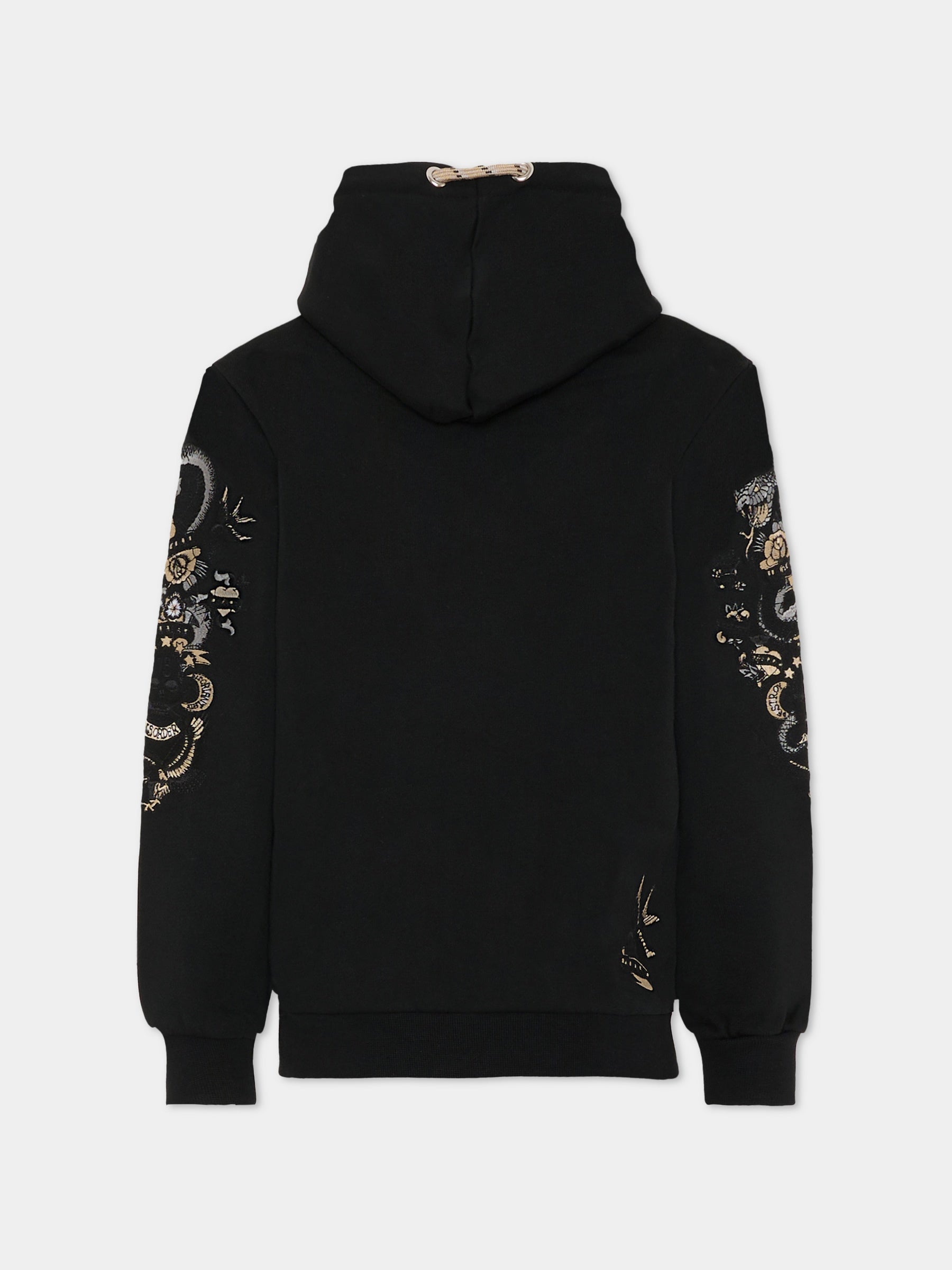 Felpa nera per bambino con logo e ricami,Richmond,RBA25142FE BLACK