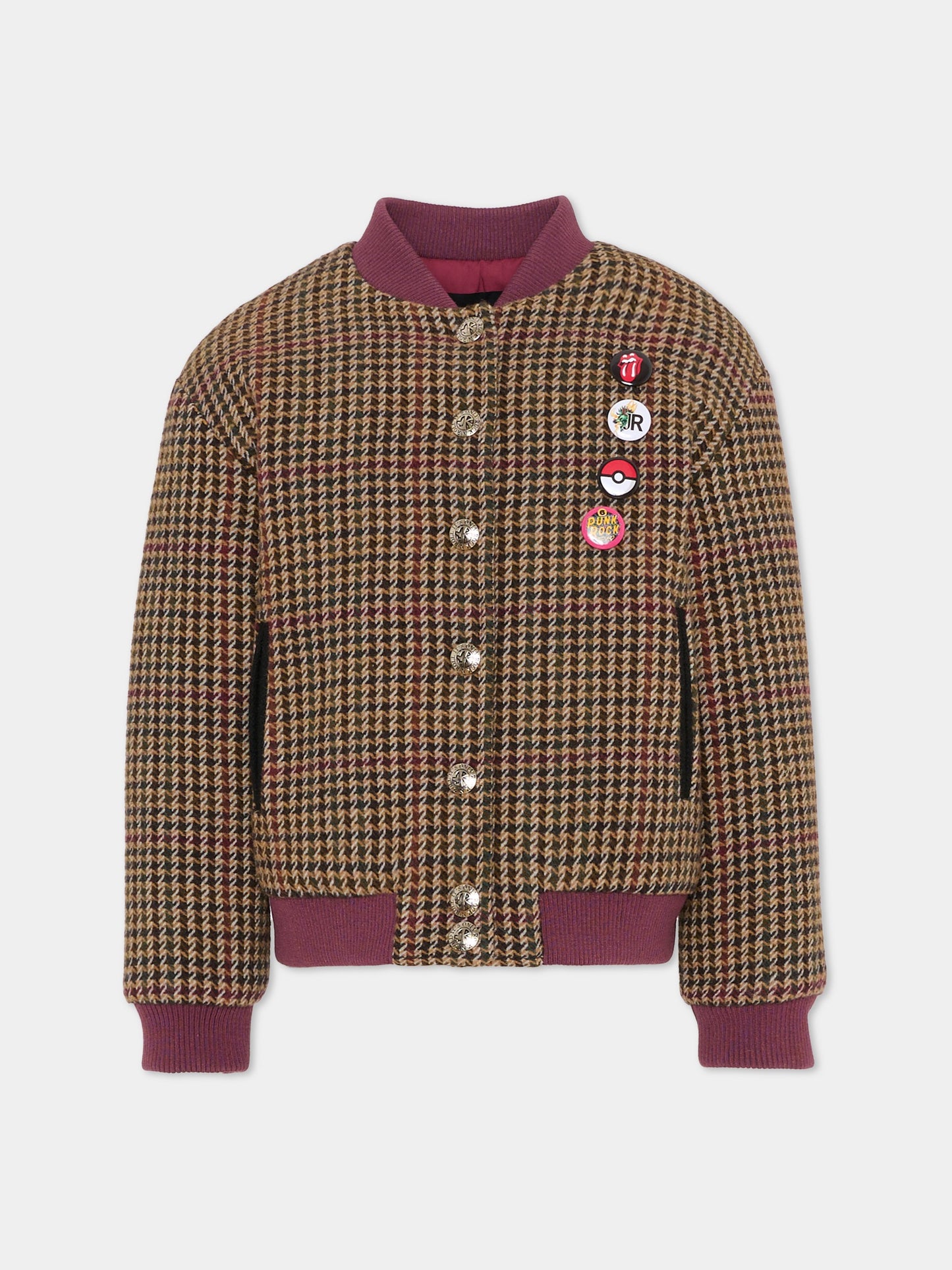 Bomber multicolor per bambina con spille,Richmond,RGA25110GB P.D.POULE-EGGPLANT