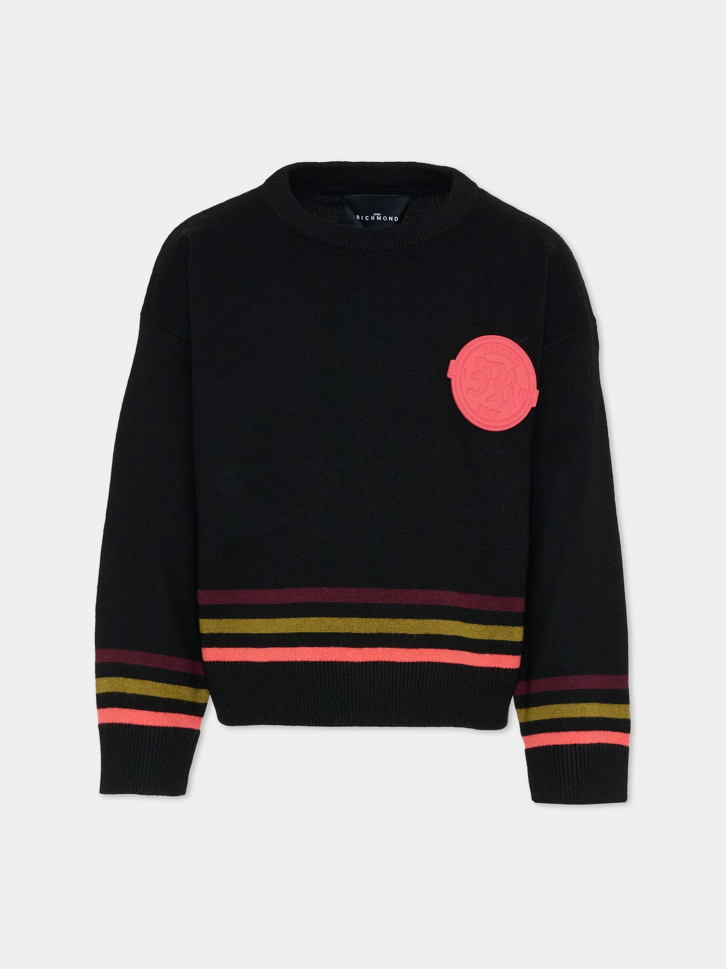 Maglione nero per bambina con logo,Richmond,RGA25131MA BLACK