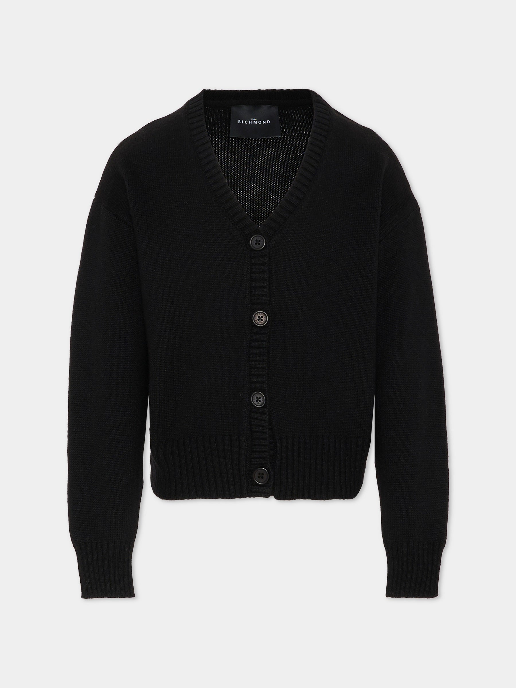 Cardigan nero per bambina con logo,Richmond,RGA25192CD BLACK