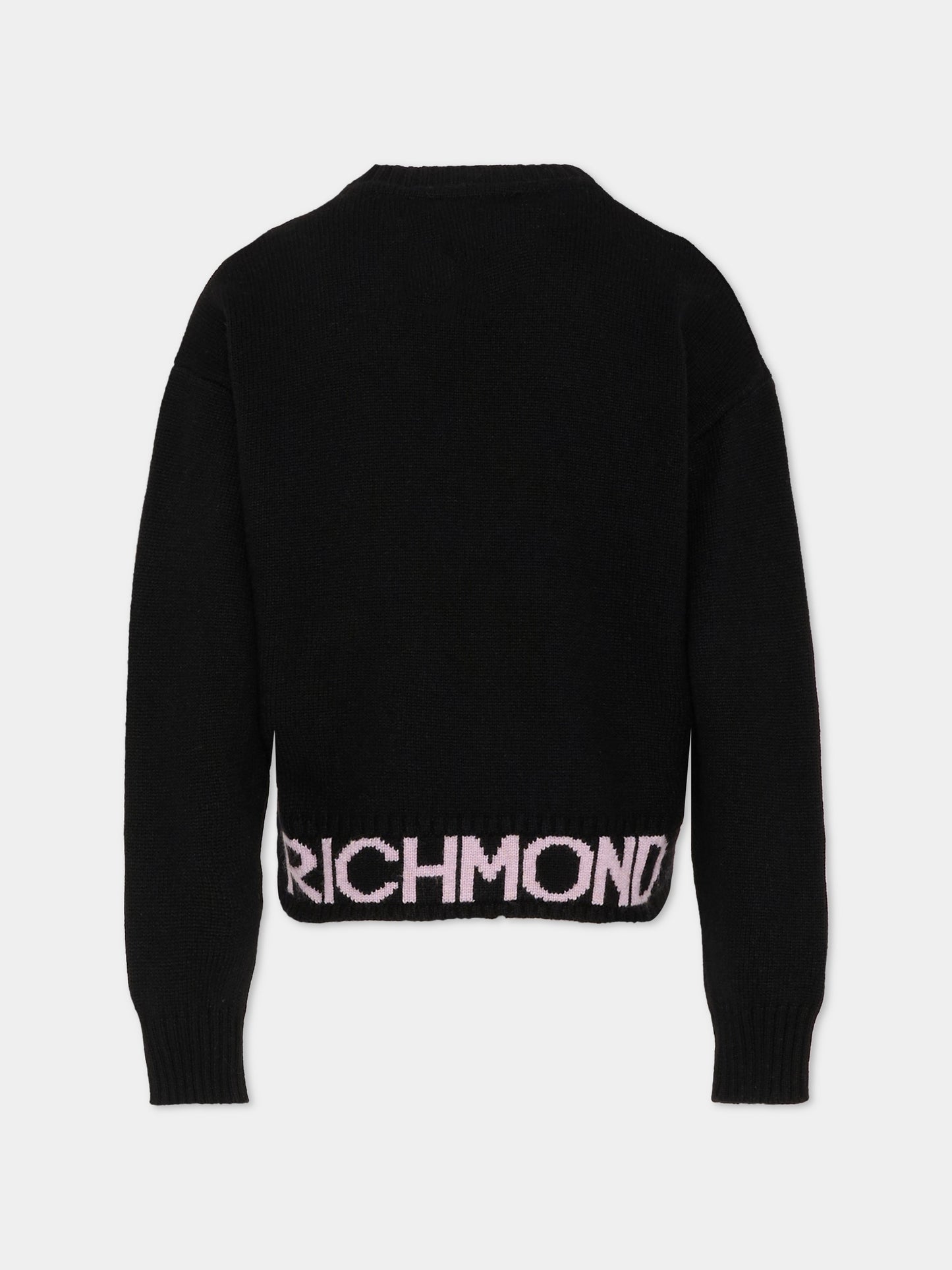 Cardigan nero per bambina con logo,Richmond,RGA25192CD BLACK