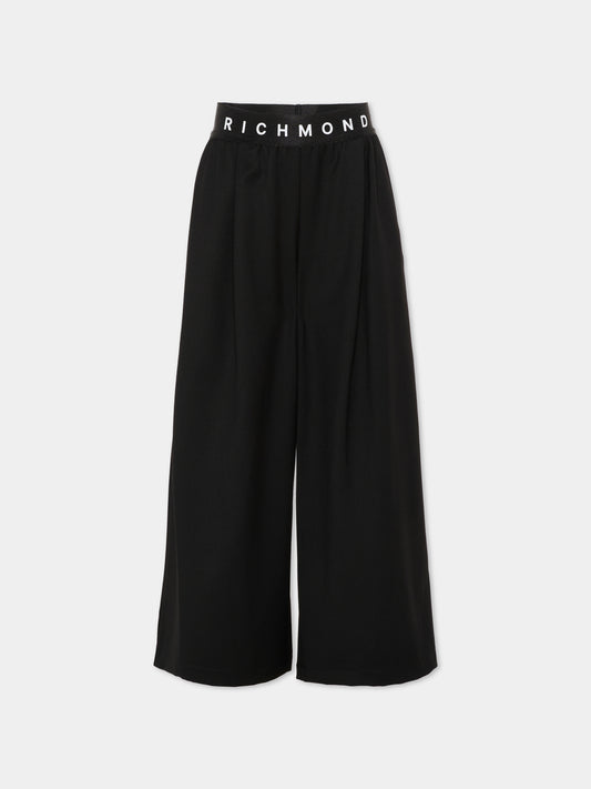 Pantaloni neri per bambina con logo,Richmond,RGA25216PA BLACK