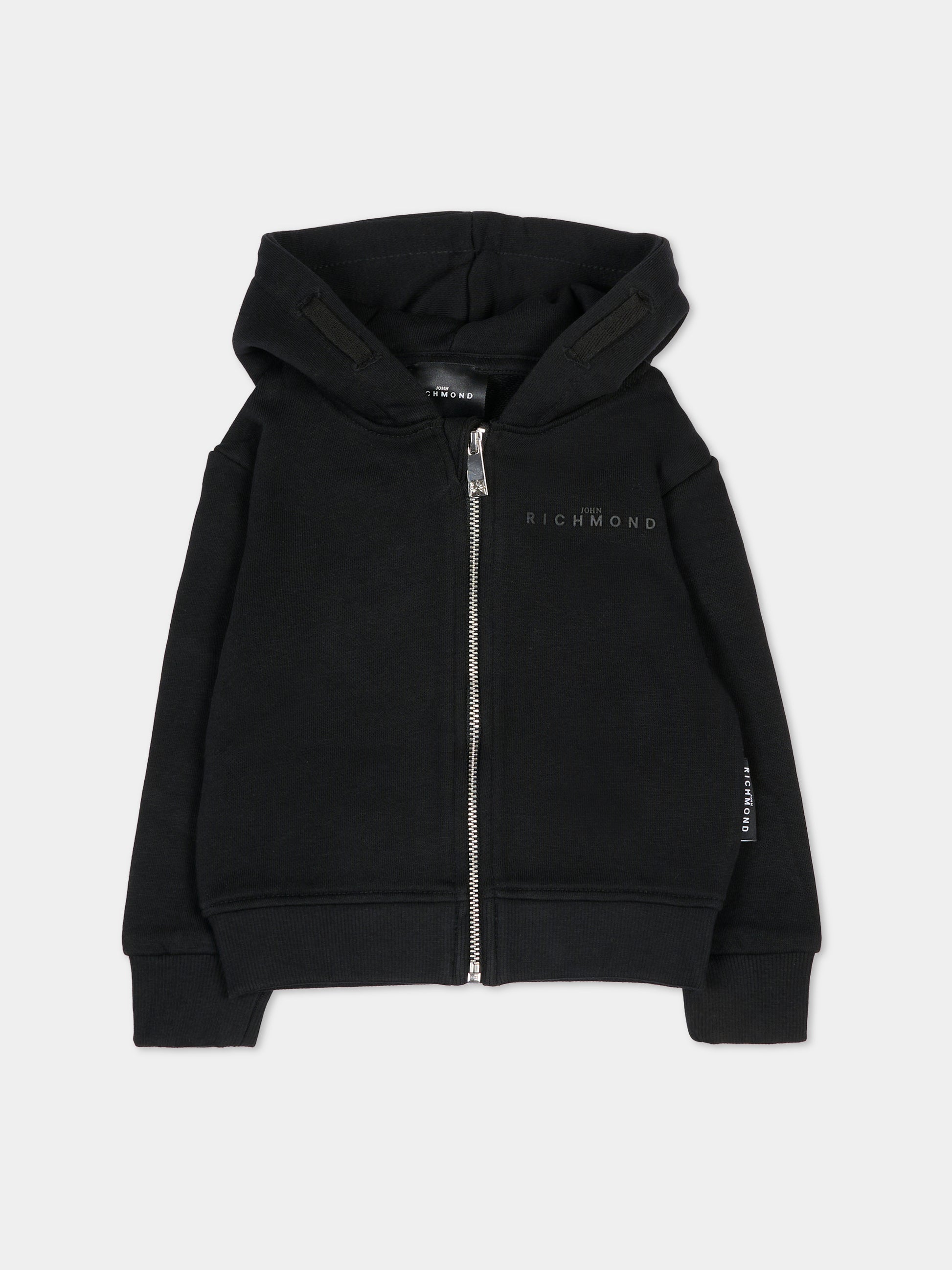 Felpa nera per neonata con logo,Richmond,RIA25025FE BLACK