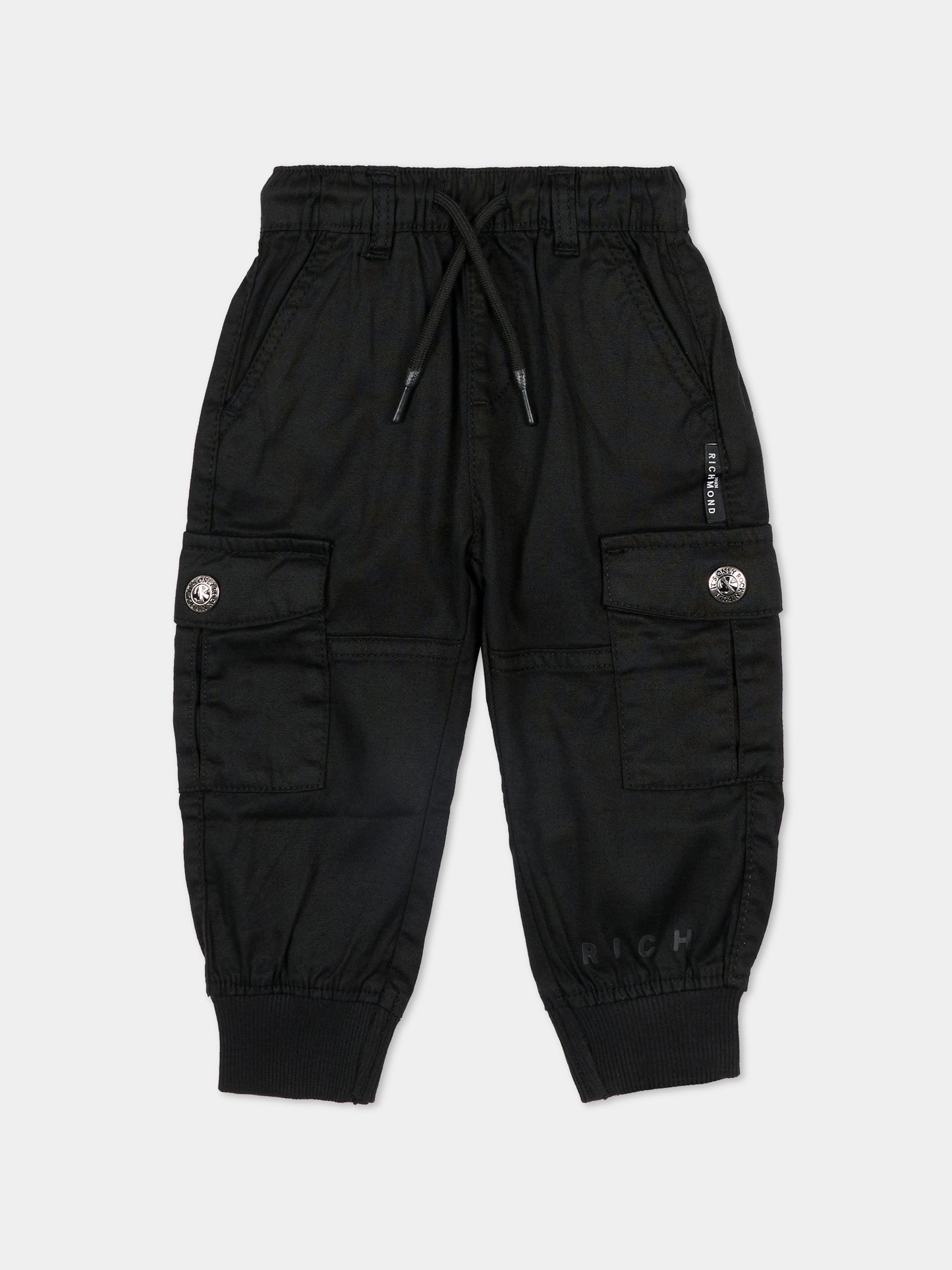 Pantaloni neri per neonato con logo,Richmond,RIA25042PA BLACK