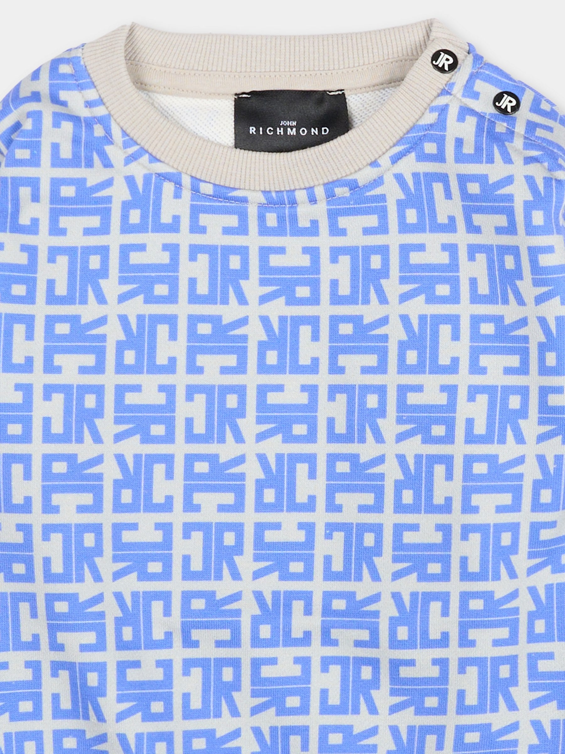 Felpa blu per neonato con logo,Richmond,RIA25048FE JR MONOGRAM BLUE