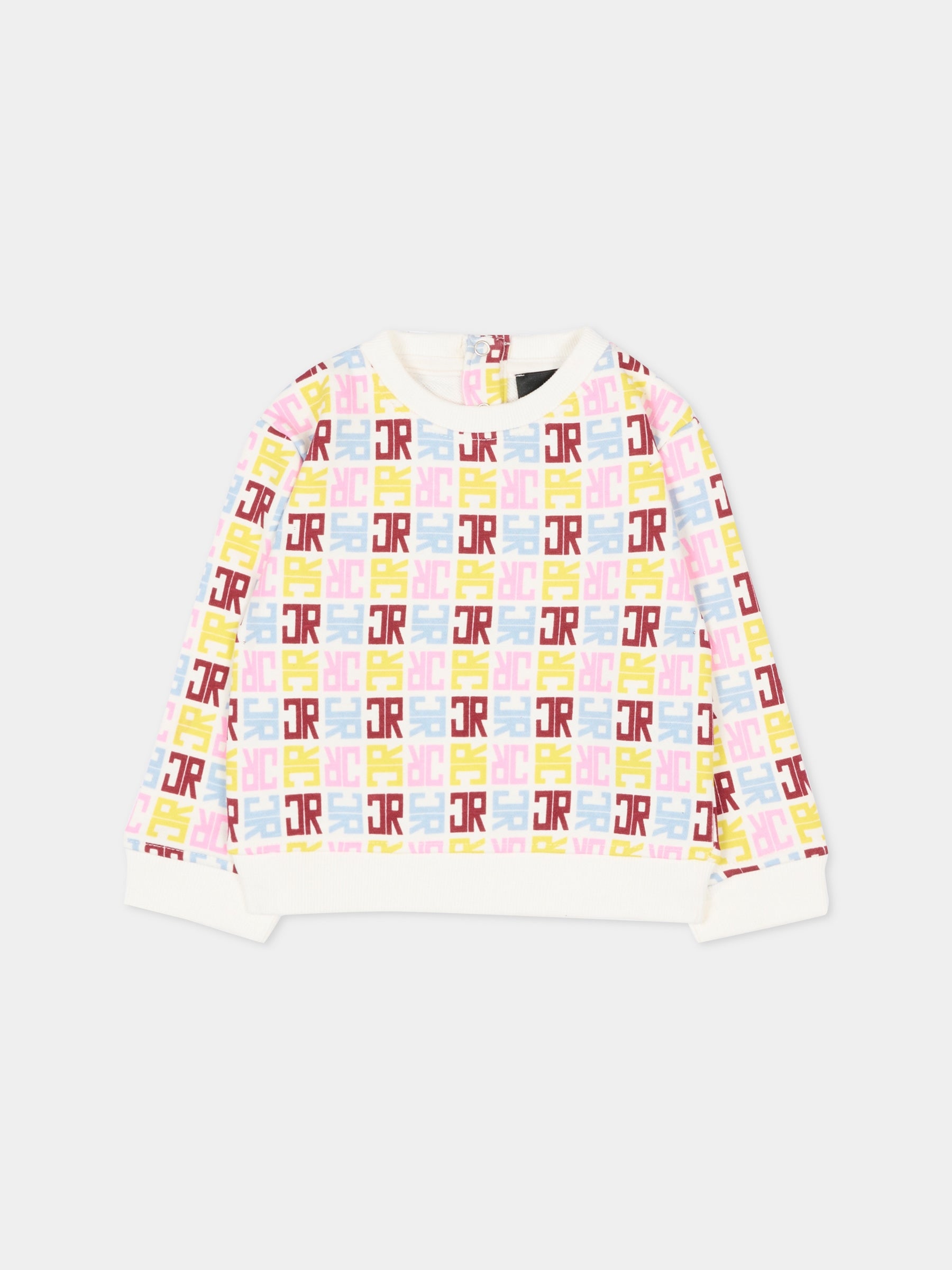 Felpa avorio per neonata con logo,Richmond,RIA25080FE JR M.MULTICOLOR/O-WH