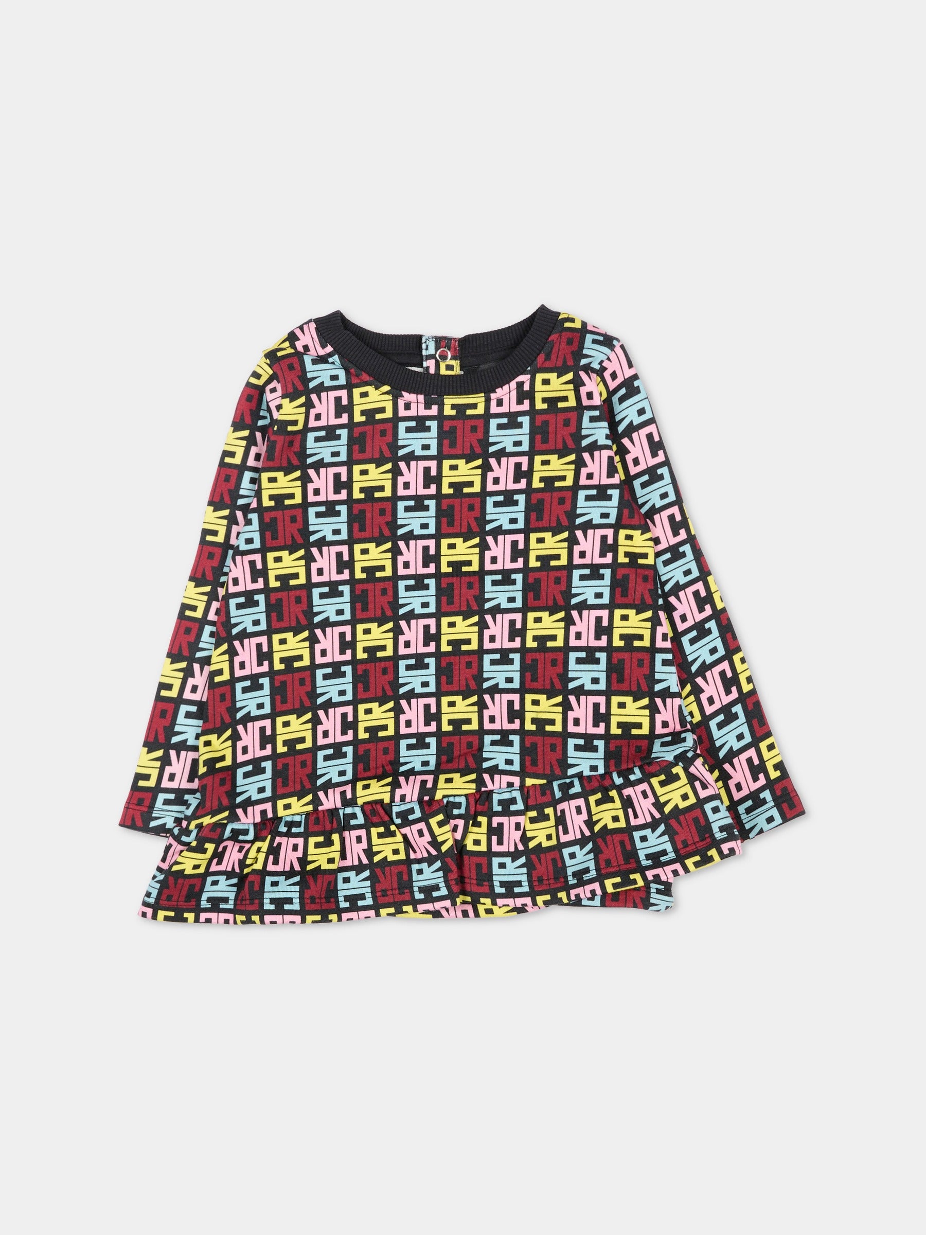 Vestito nero per neonata con logo,Richmond,RIA25085VE JR M.MULTICOLOR/BLK