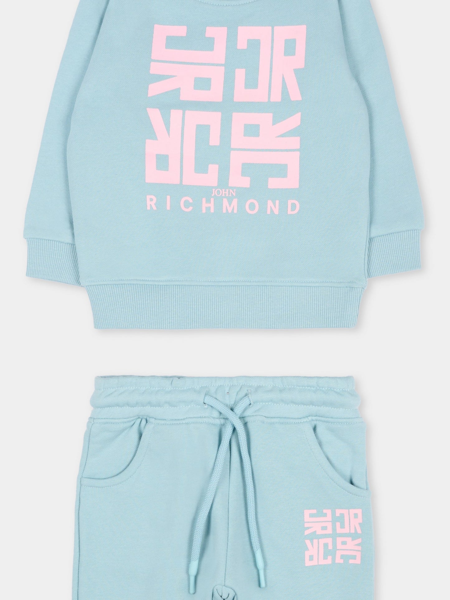 Completo azzurro per neonata con logo,Richmond,RIA25087CF FORGET ME NOT