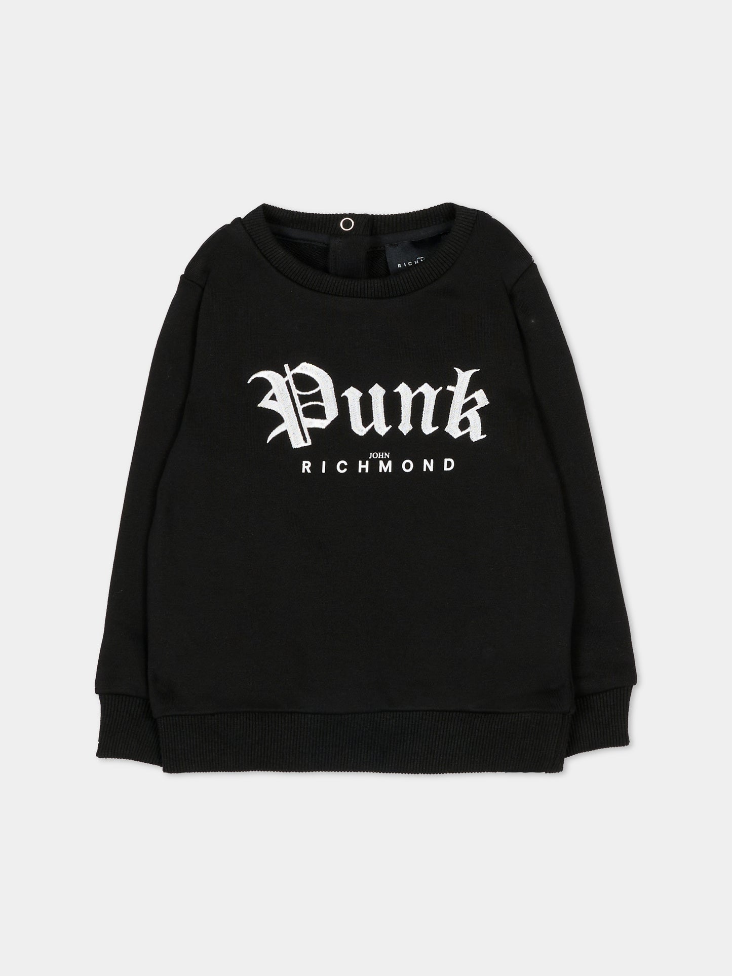 Felpa nera per neonato con scritta ricamata,Richmond,RIA25103FE BLACK