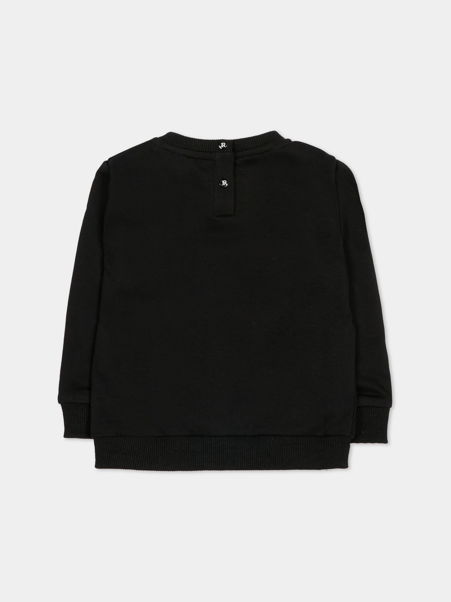 Felpa nera per neonato con scritta ricamata,Richmond,RIA25103FE BLACK