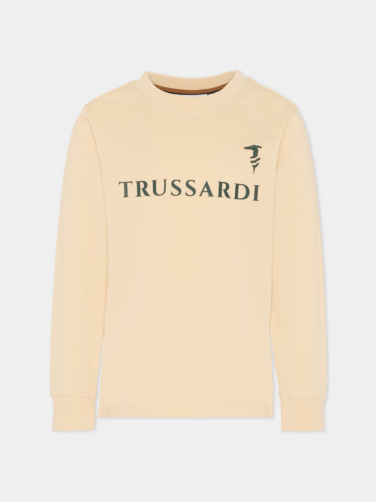T-shirt beige per bambino con logo,Trussardi Junior,TBA25057TS NEW ECRU