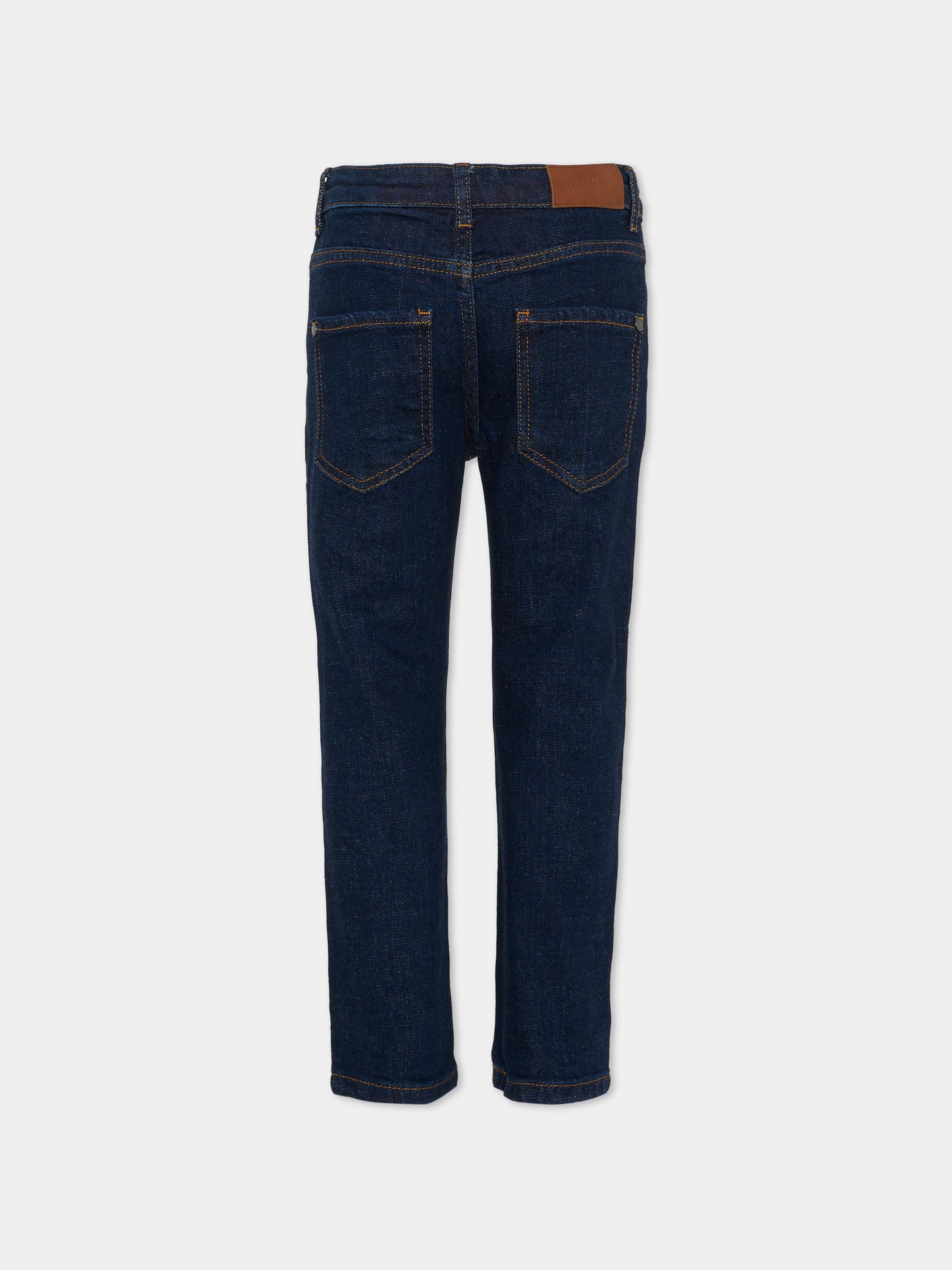 Jeans denim per bambino con logo,Trussardi Junior,TBA25088JE DENIM BLUE MEDIUM