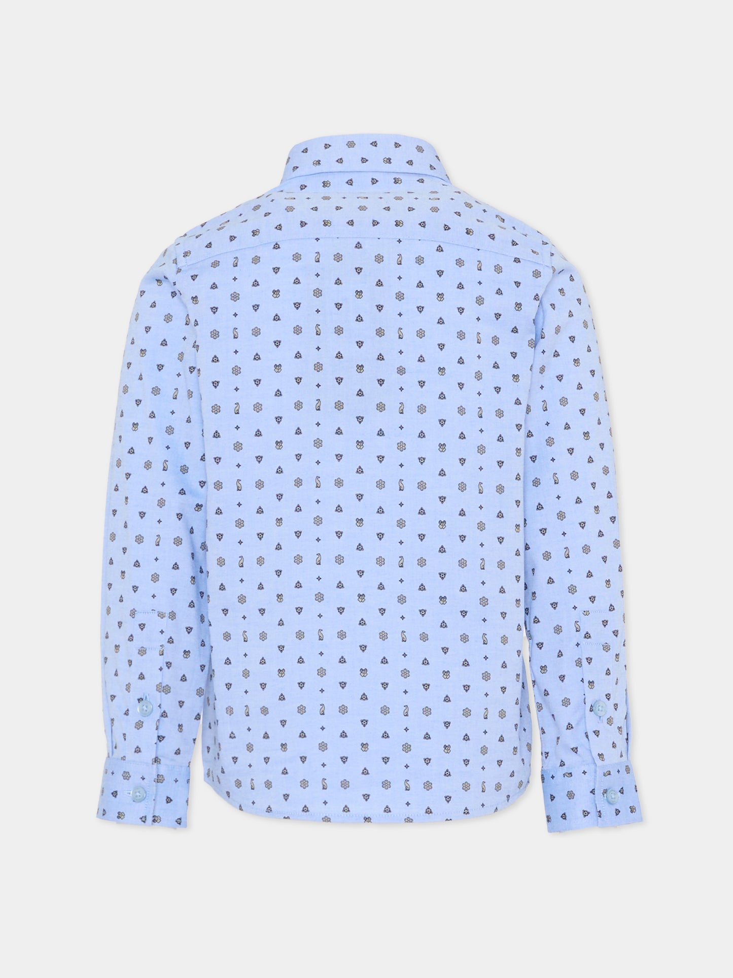 Camicia celeste per bambino con logo all over,Trussardi Junior,TBA25127CA FLOWERS BOY