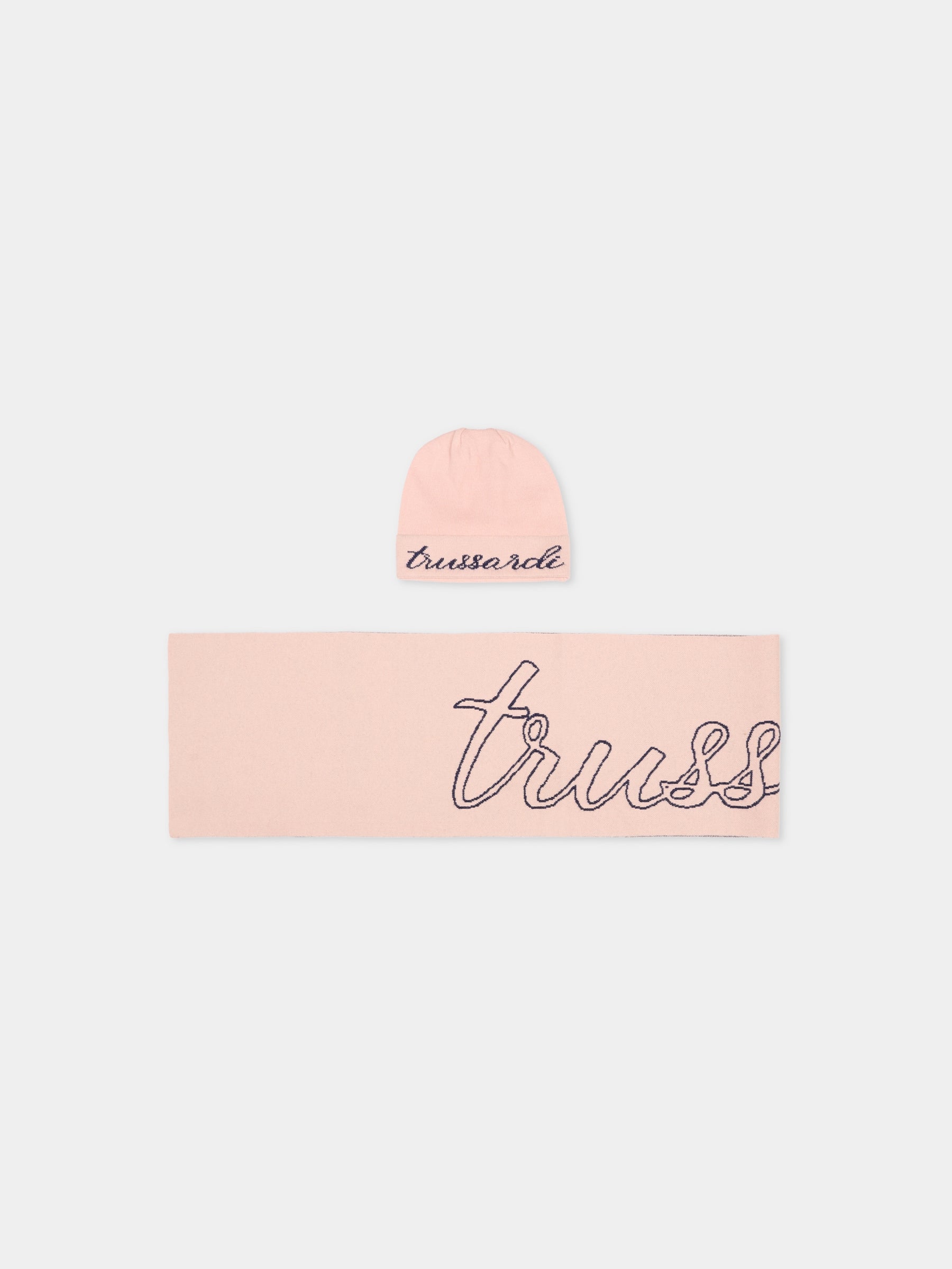 Set accessori rosa per bambina con logo,Trussardi Junior,TGA25007HS ROSE SMOKE
