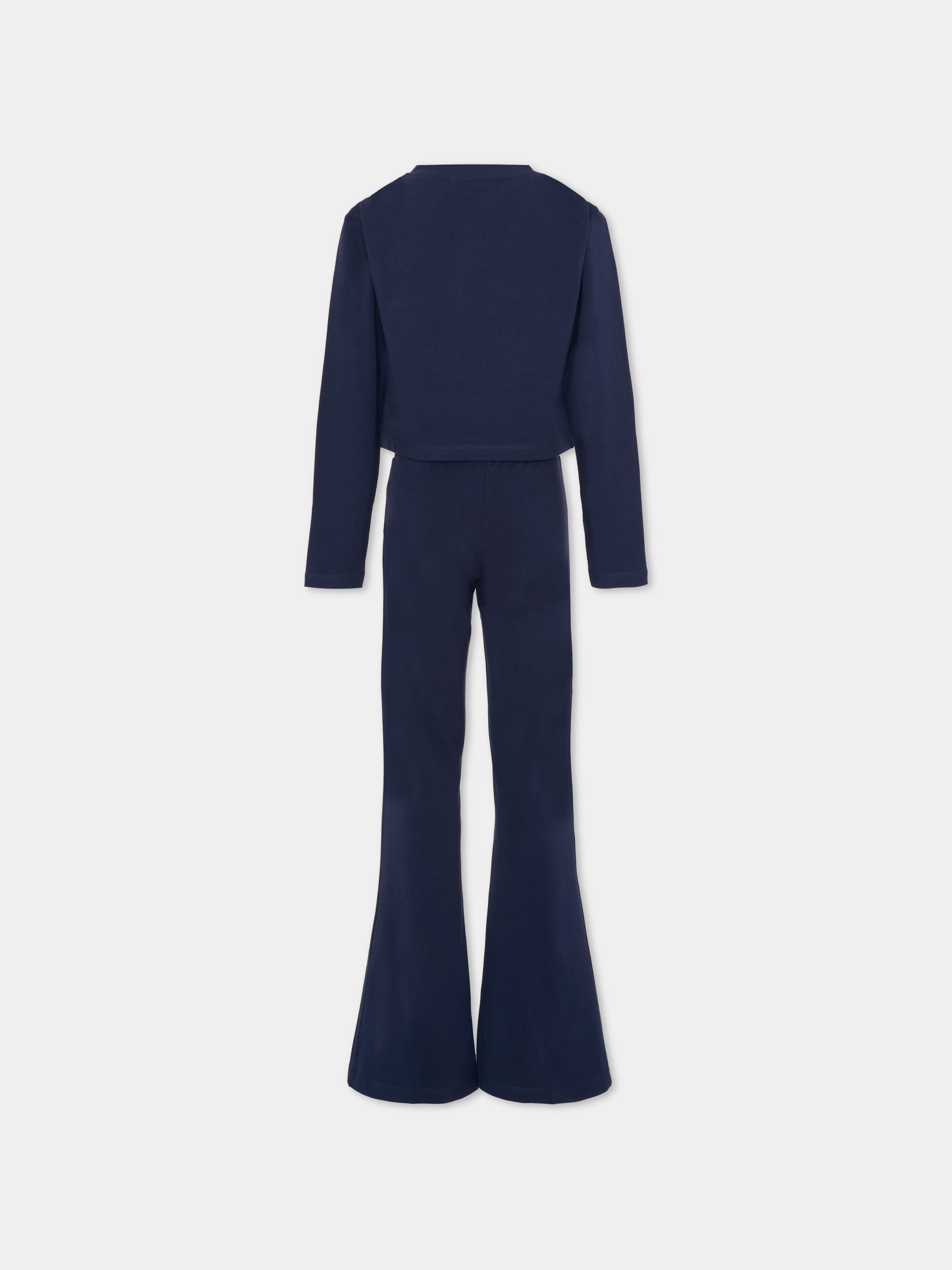Completo blu per bambina con logo,Trussardi Junior,TGA25013CJ PEACOAT
