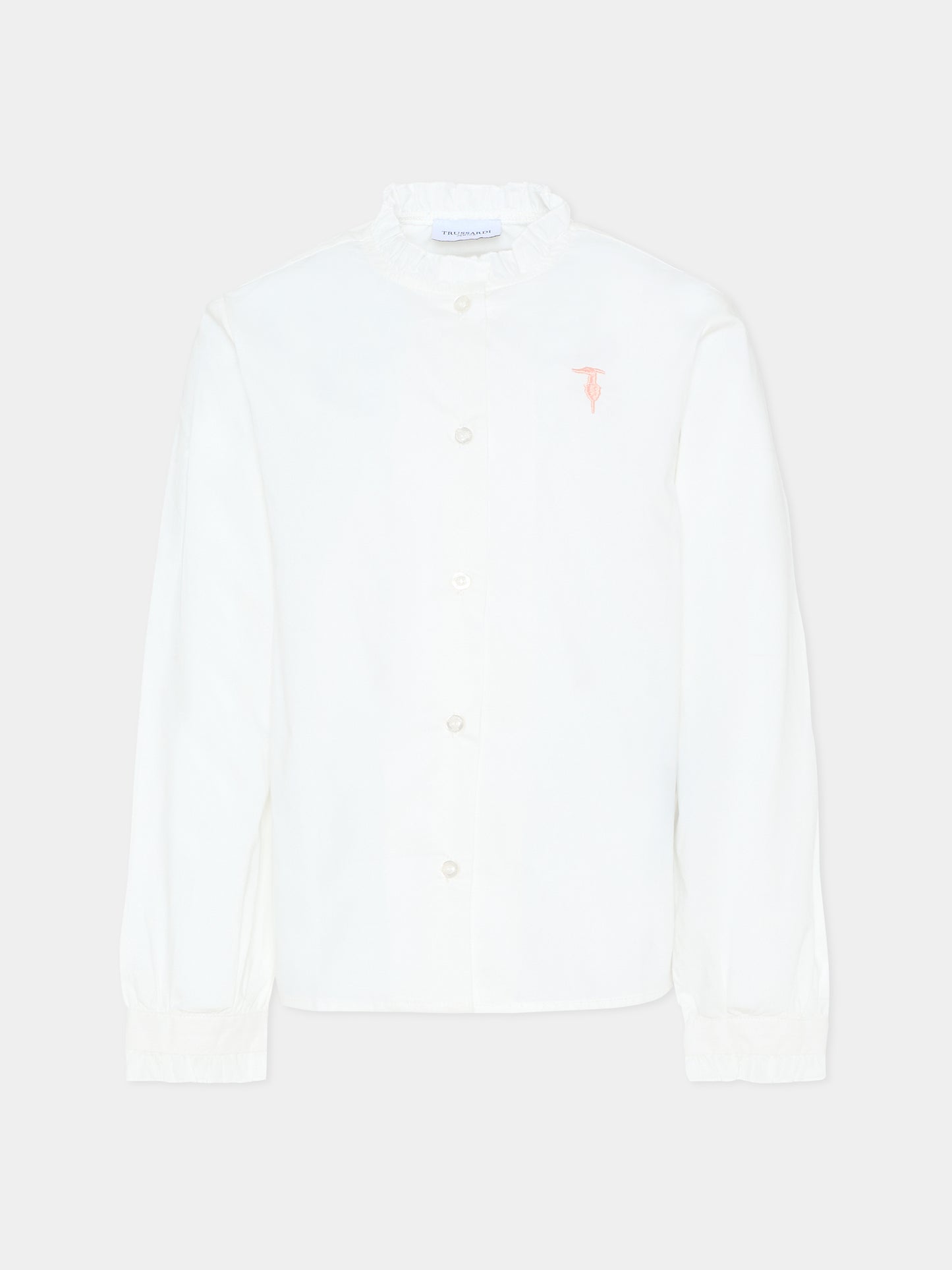 Camicia bianca per bambina con logo,Trussardi Junior,TGA25057CA WHITE