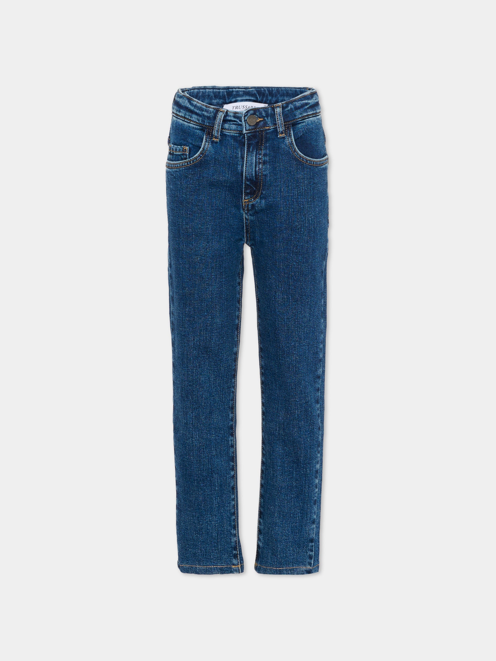 Jeans denim per bambina con cuore,Trussardi Junior,TGA25060JE DENIM BLUE DARK