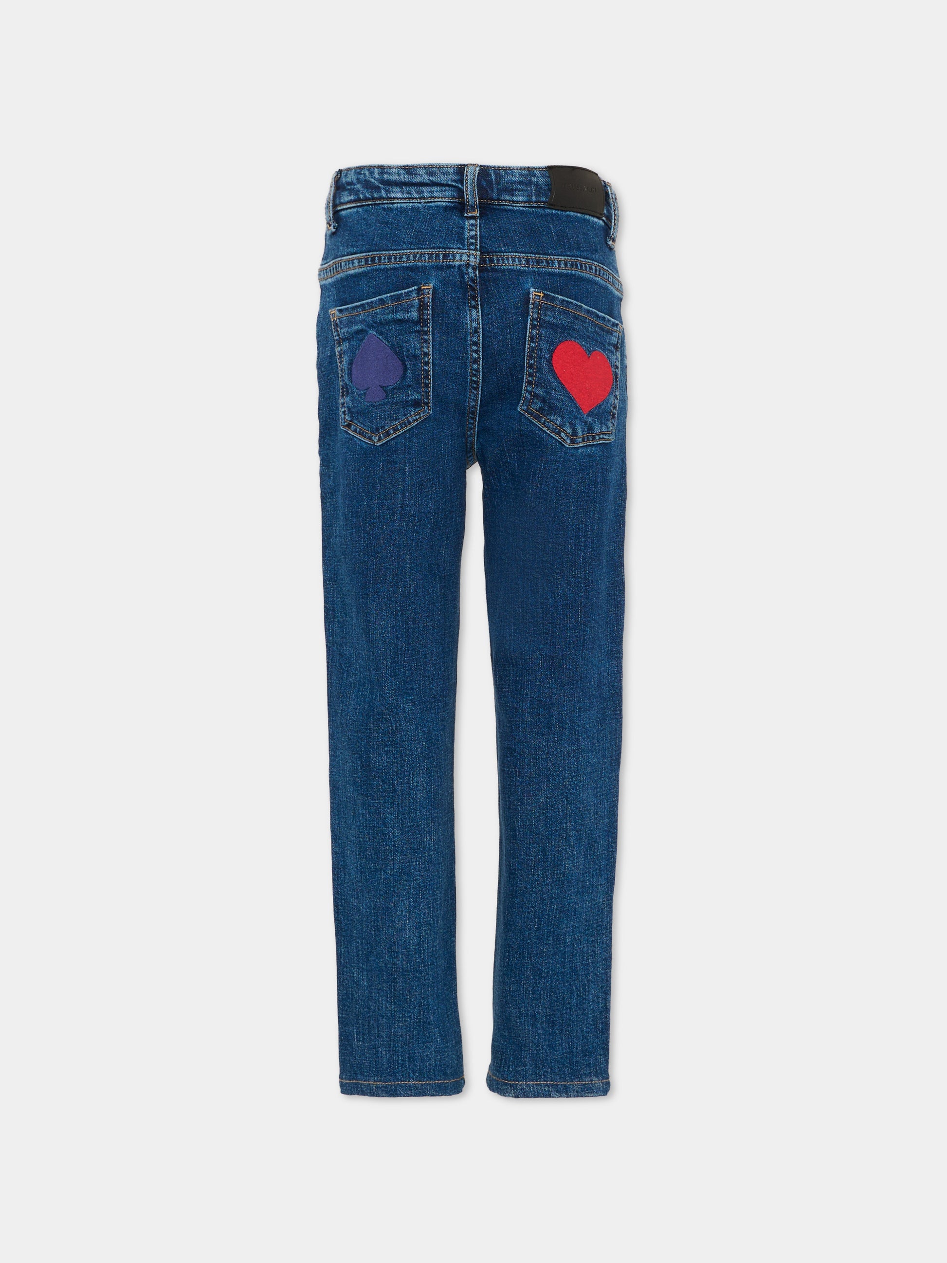 Jeans denim per bambina con cuore,Trussardi Junior,TGA25060JE DENIM BLUE DARK