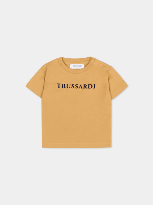 T-shirt marrone per neonato con logo,Trussardi Junior,TIA25014TS APPLE CINNAMON