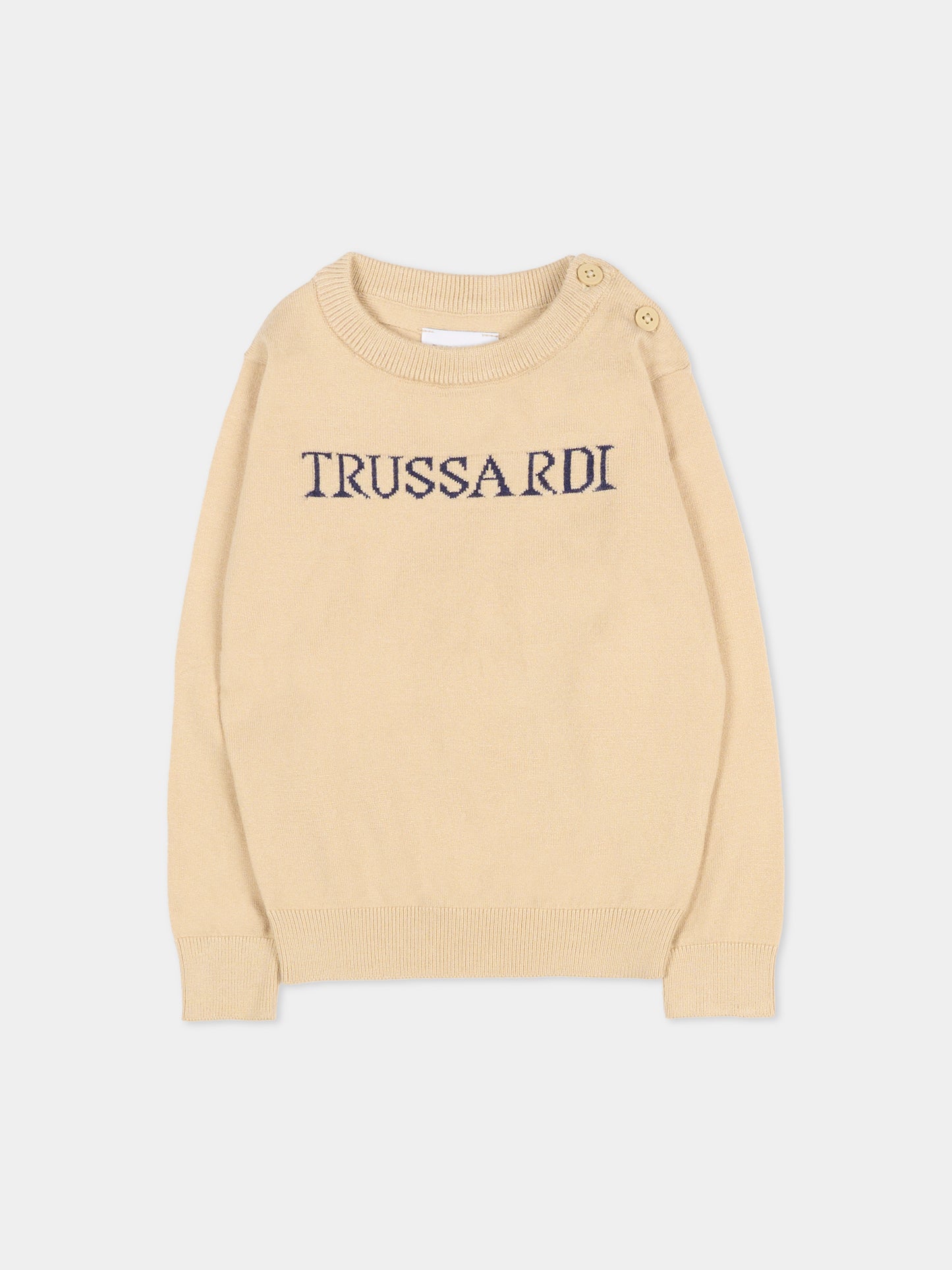 Maglione marrone per neonato con logo,Trussardi Junior,TIA25020MA BROWN RICE