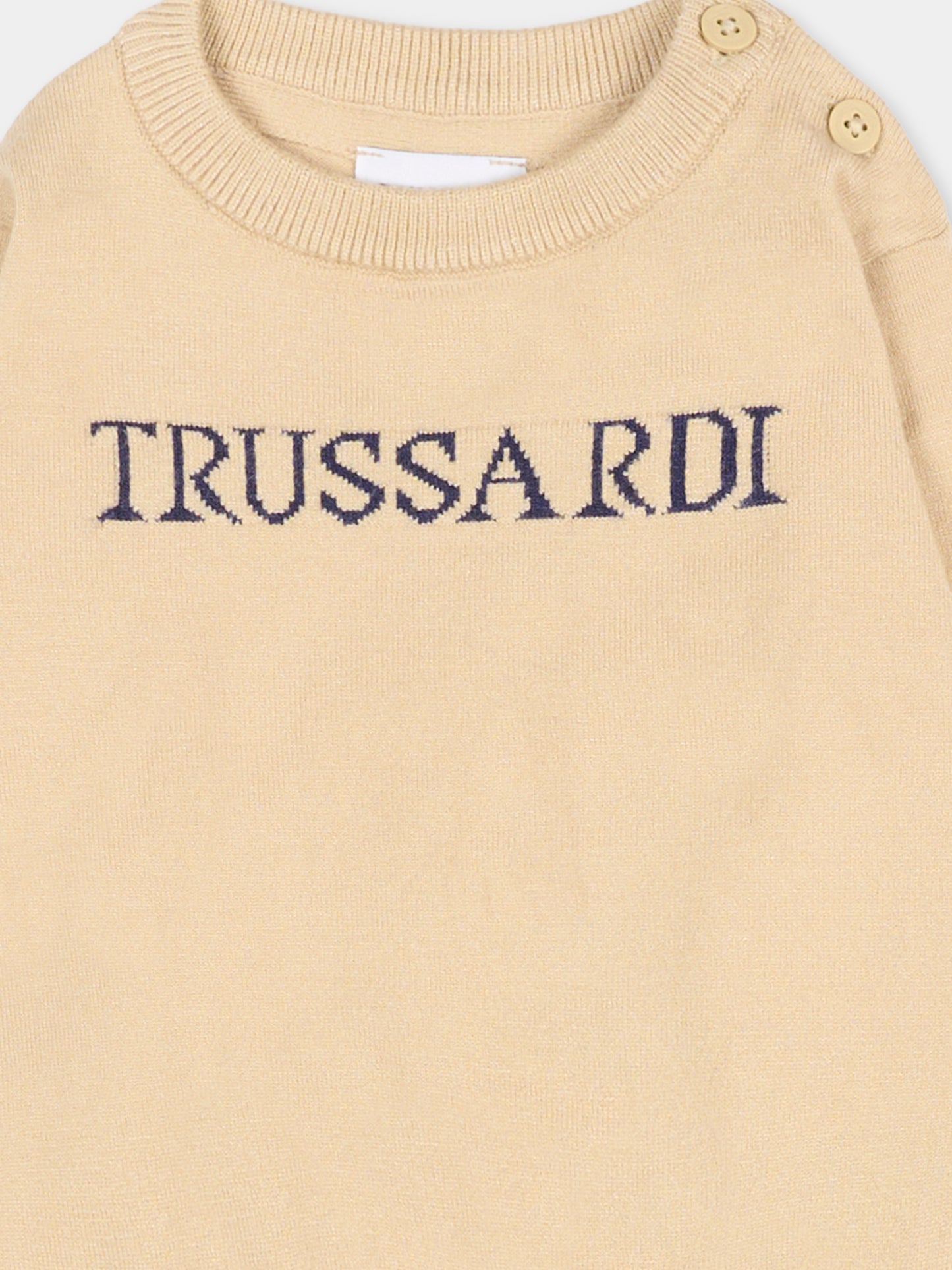 Maglione marrone per neonato con logo,Trussardi Junior,TIA25020MA BROWN RICE