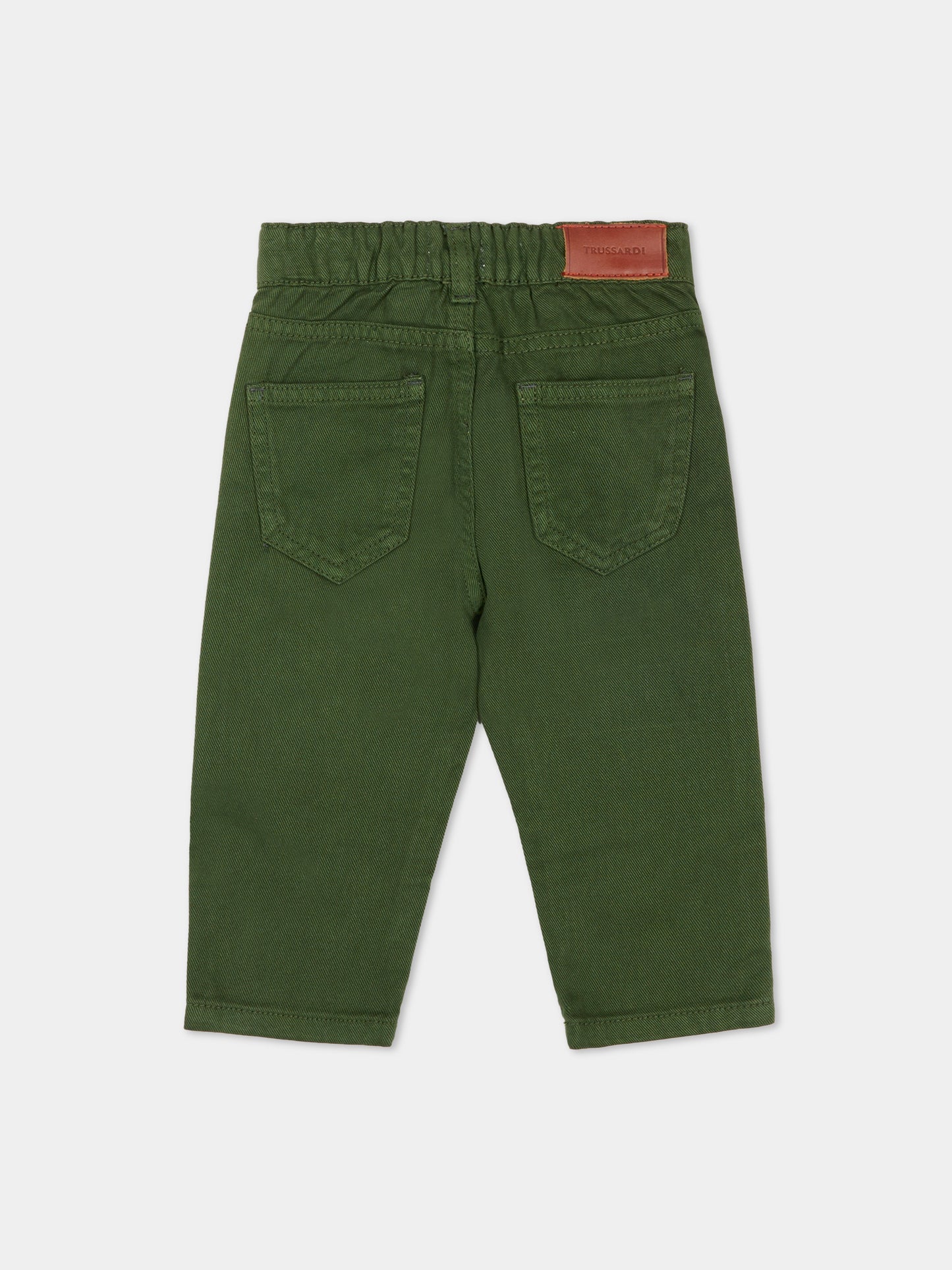 Pantaloni verdi per neonato con logo,Trussardi Junior,TIA25035PA PINENEEDLE