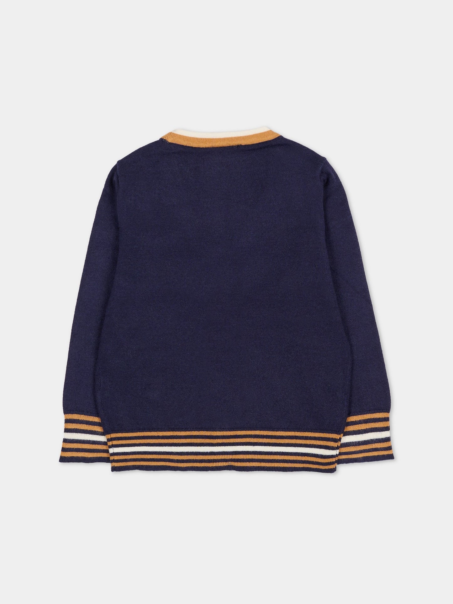Cardigan blu per neonato con logo,Trussardi Junior,TIA25078CD PEACOAT