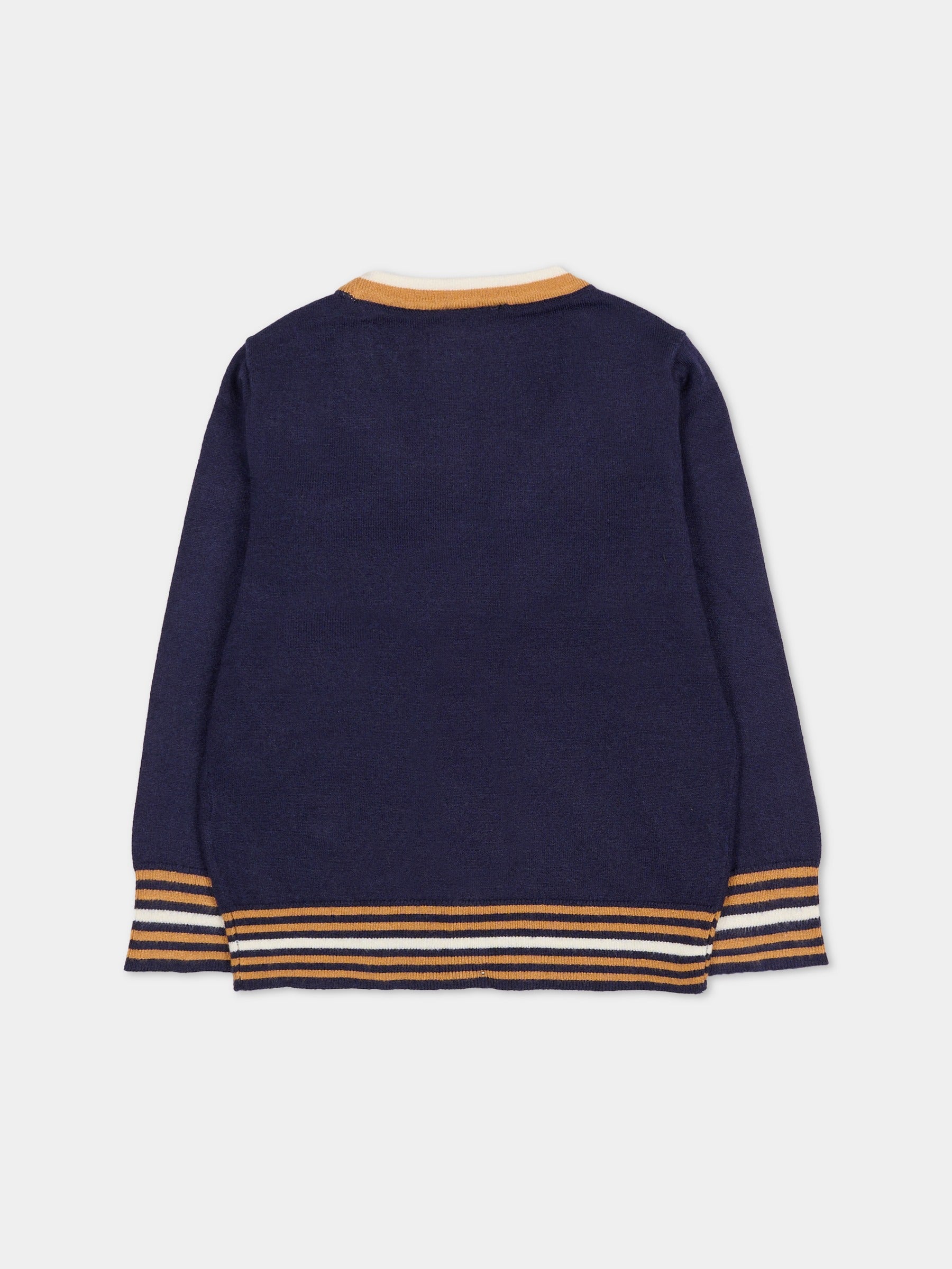 Cardigan blu per neonato con logo,Trussardi Junior,TIA25078CD PEACOAT
