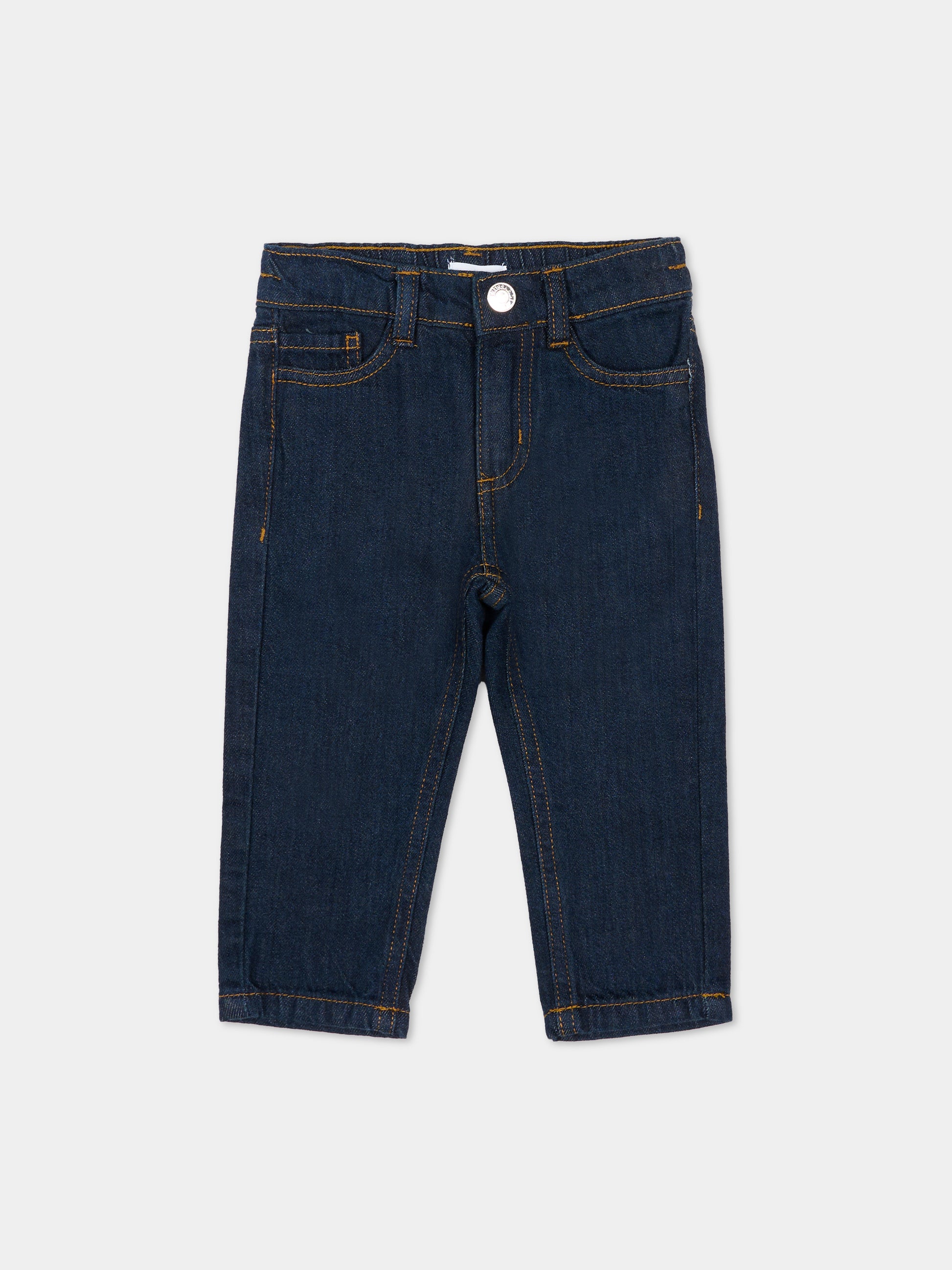 Jeans denim per neonato con logo,Trussardi Junior,TIA25118JE DENIM BLUE DARK