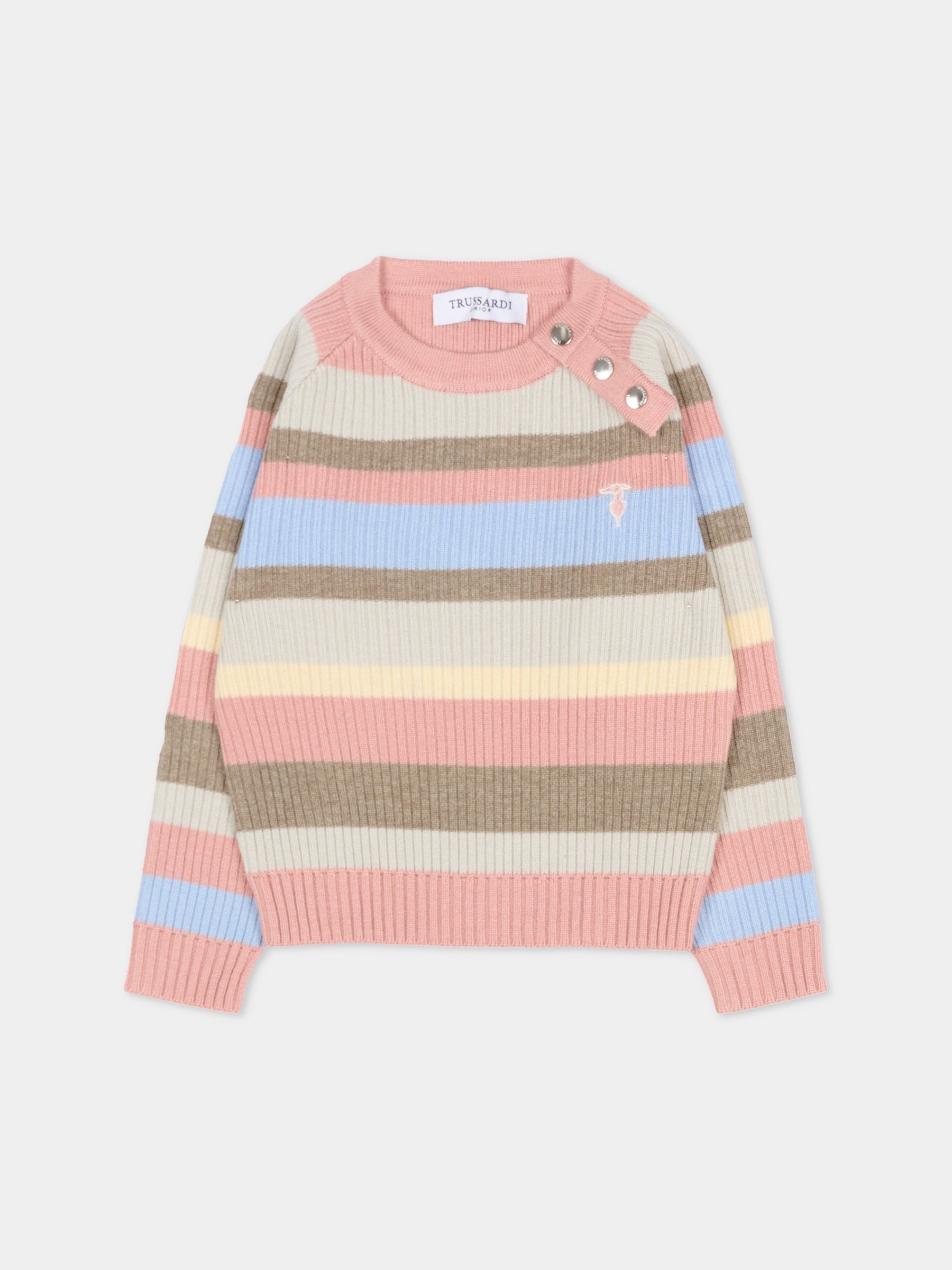 Maglione multicolor per neonata con logo,Trussardi Junior,TIA25183MA STRIPES NB