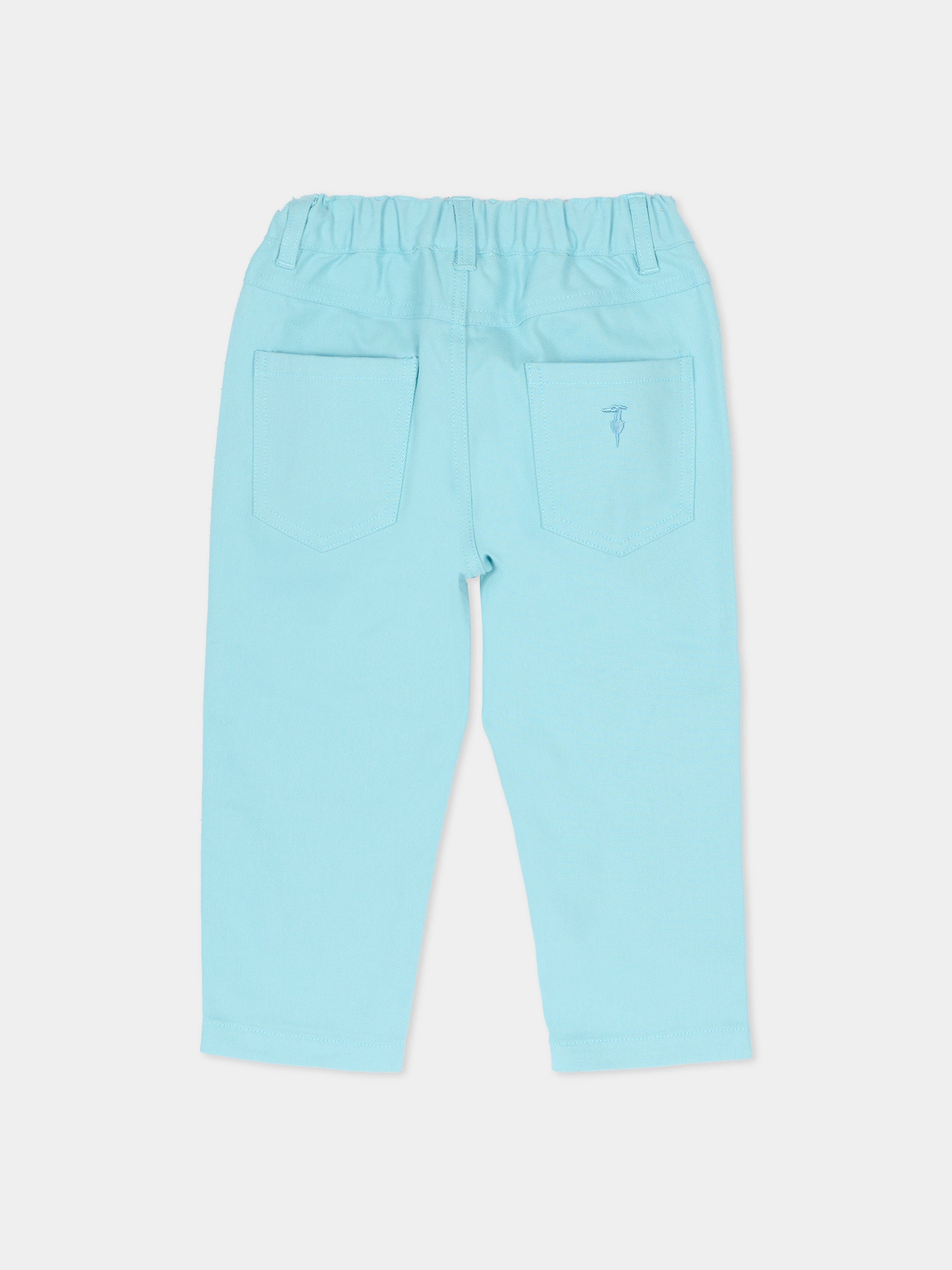 Pantaloni celesti per neonata con logo,Trussardi Junior,TIA25190PA BLUE GLOW