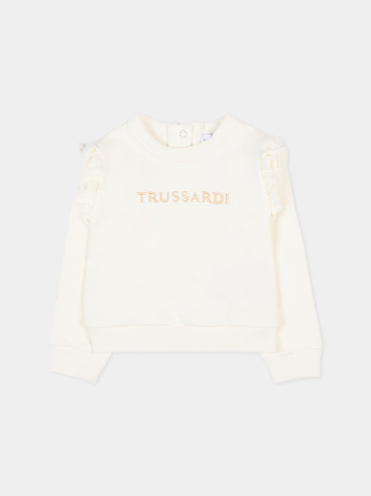 Felpa avorio per neonata con logo,Trussardi Junior,TIA25197FE GREY LIGHT