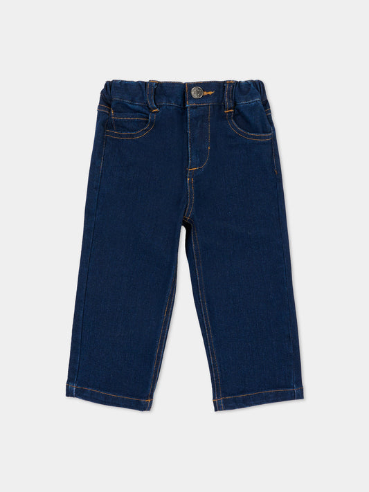 Jeans denim per neonata con logo,Trussardi Junior,TIA25201JE DENIM BLUE DARK
