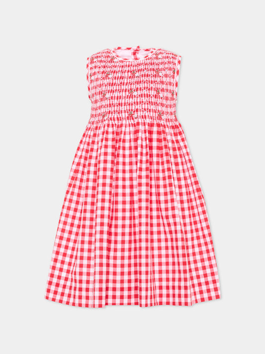 Vestito rosso Emma per bambina vichy,Kidiwi Handmade,36231-TC021