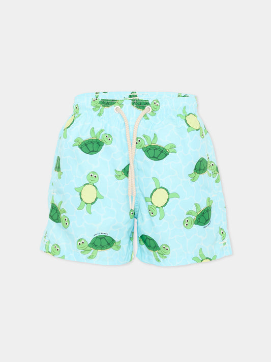 Boxer mare celeste Jean Lighting per bambino con tartarughe,Mc2 Saint Barth,JEA0004 02056L