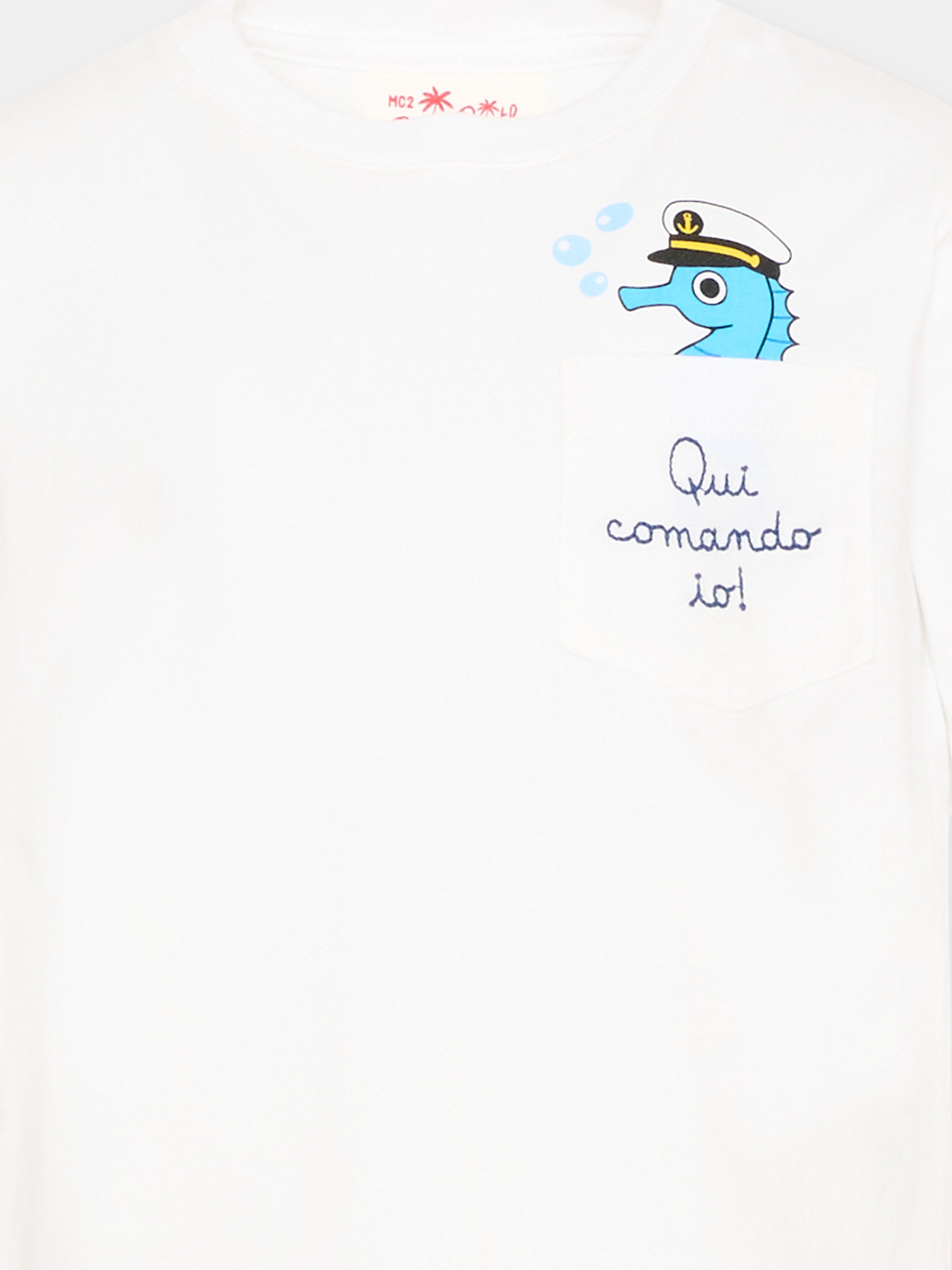 T-shirt bianca  Eddy  per bambino stampa pesce,Mc2 Saint Barth,EDD0001 02004L
