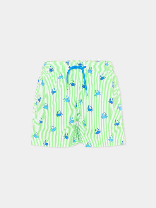Boxer mare verde Jean Lighting Stretch per bambino con granchi