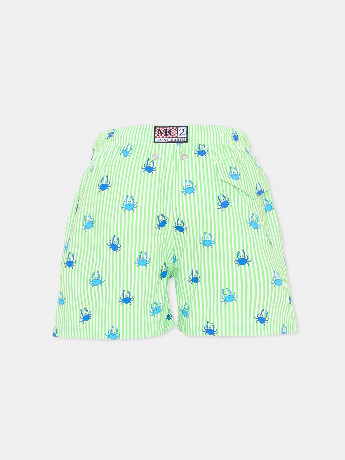 Boxer mare verde Jean Lighting Stretch per bambino con granchi