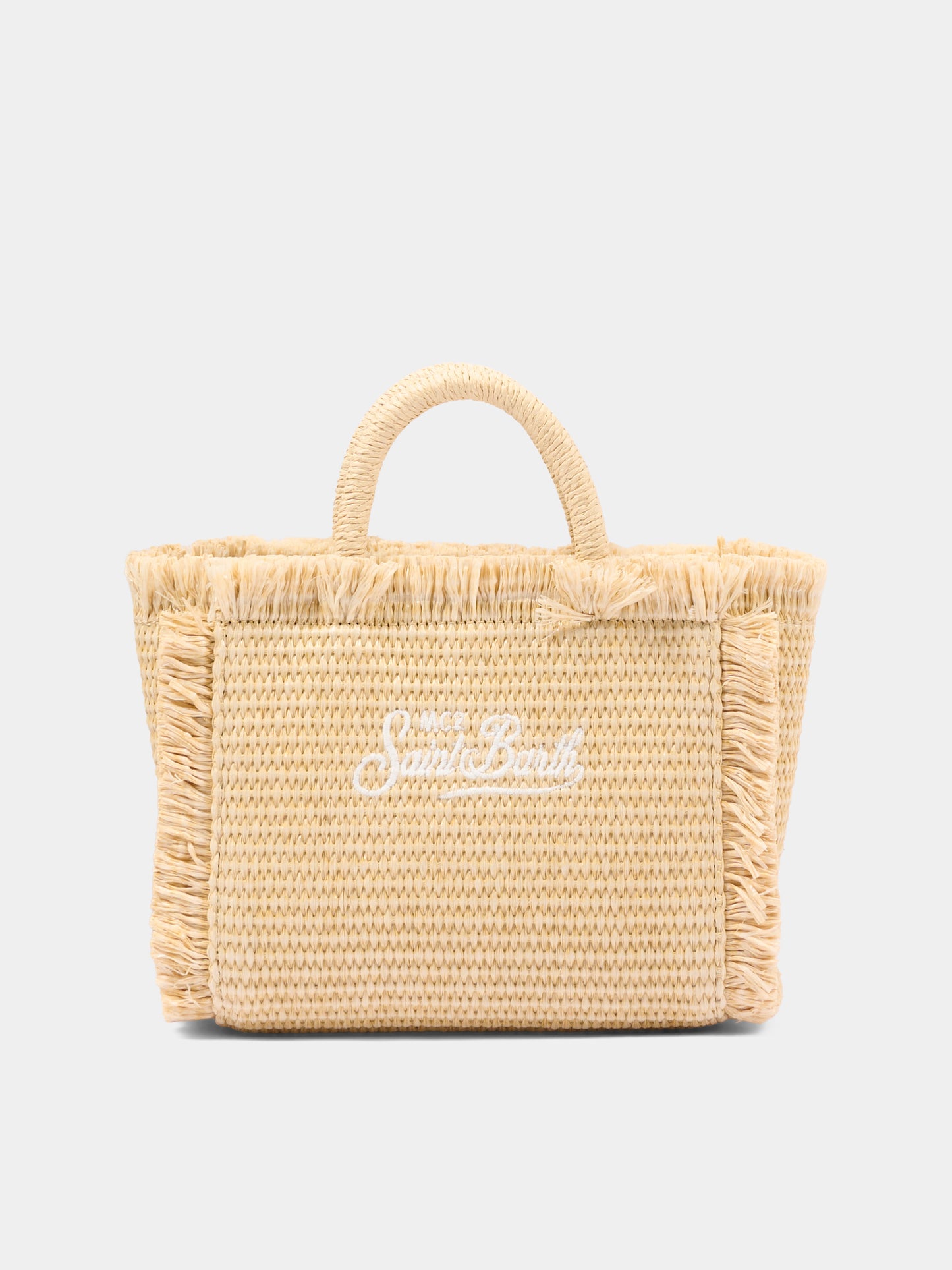 Borsa mare beige Vanity Mini Straw per bambina con gemme,Mc2 Saint Barth,VAMI009 02748L