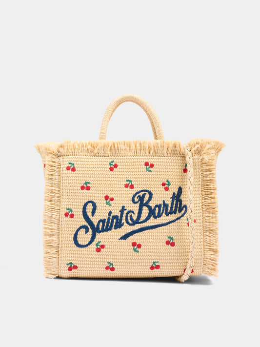 Borsa mare beige Colette Straw per bambina con ciliegie,Mc2 Saint Barth,COL0017 00345L