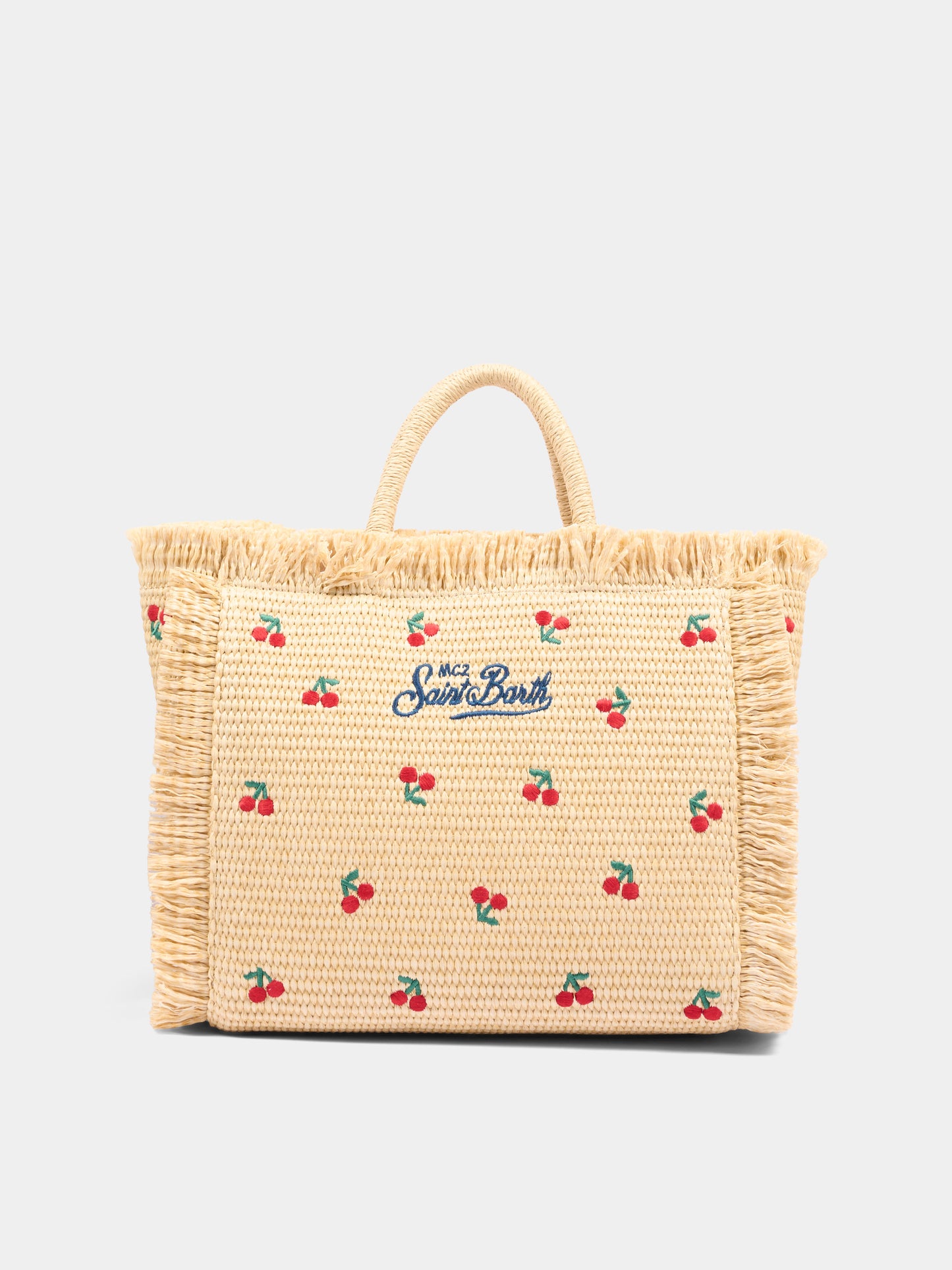 Borsa mare beige Colette Straw per bambina con ciliegie,Mc2 Saint Barth,COL0017 00345L