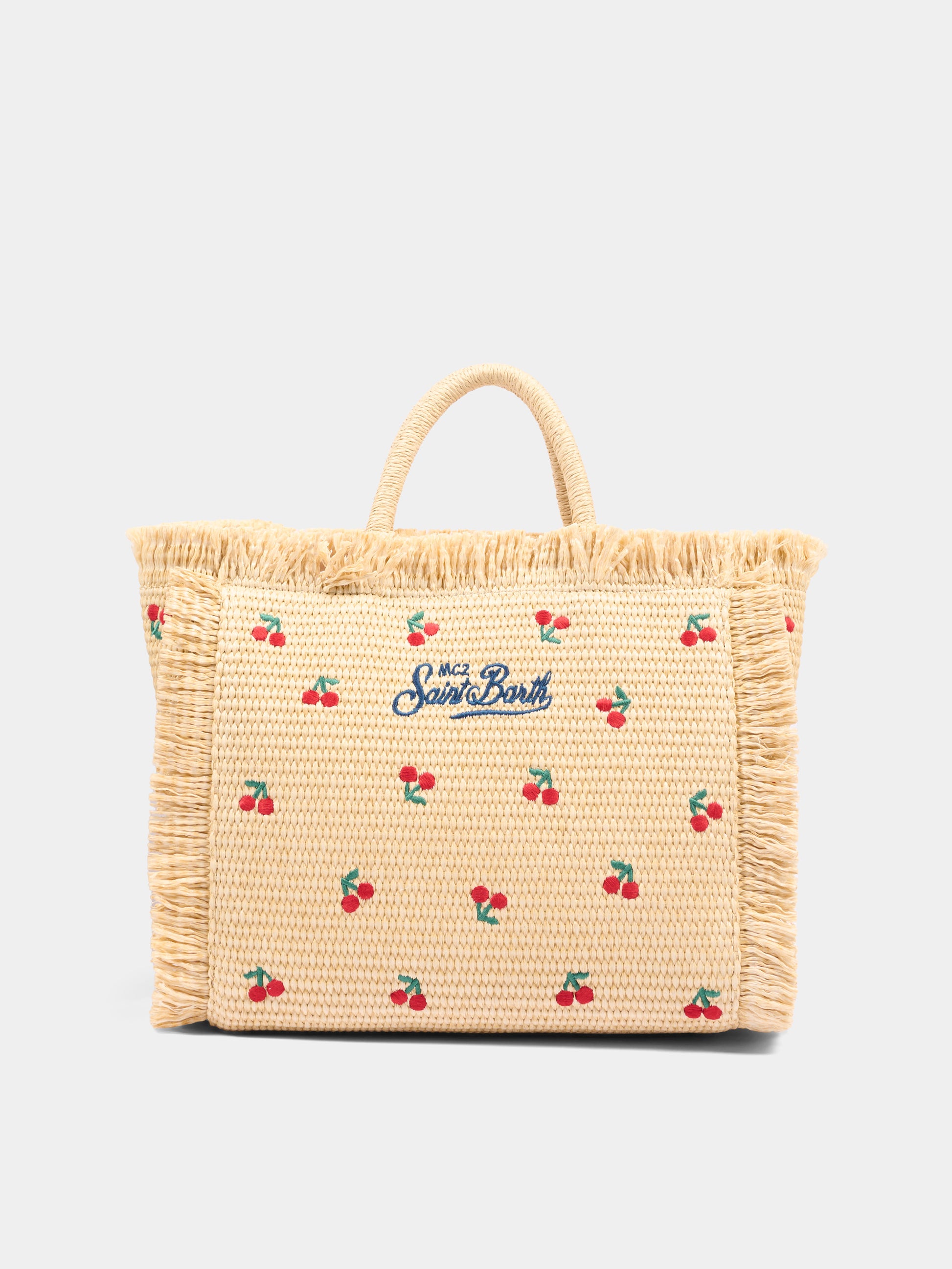 Borsa mare beige Colette Straw per bambina con ciliegie,Mc2 Saint Barth,COL0017 00345L