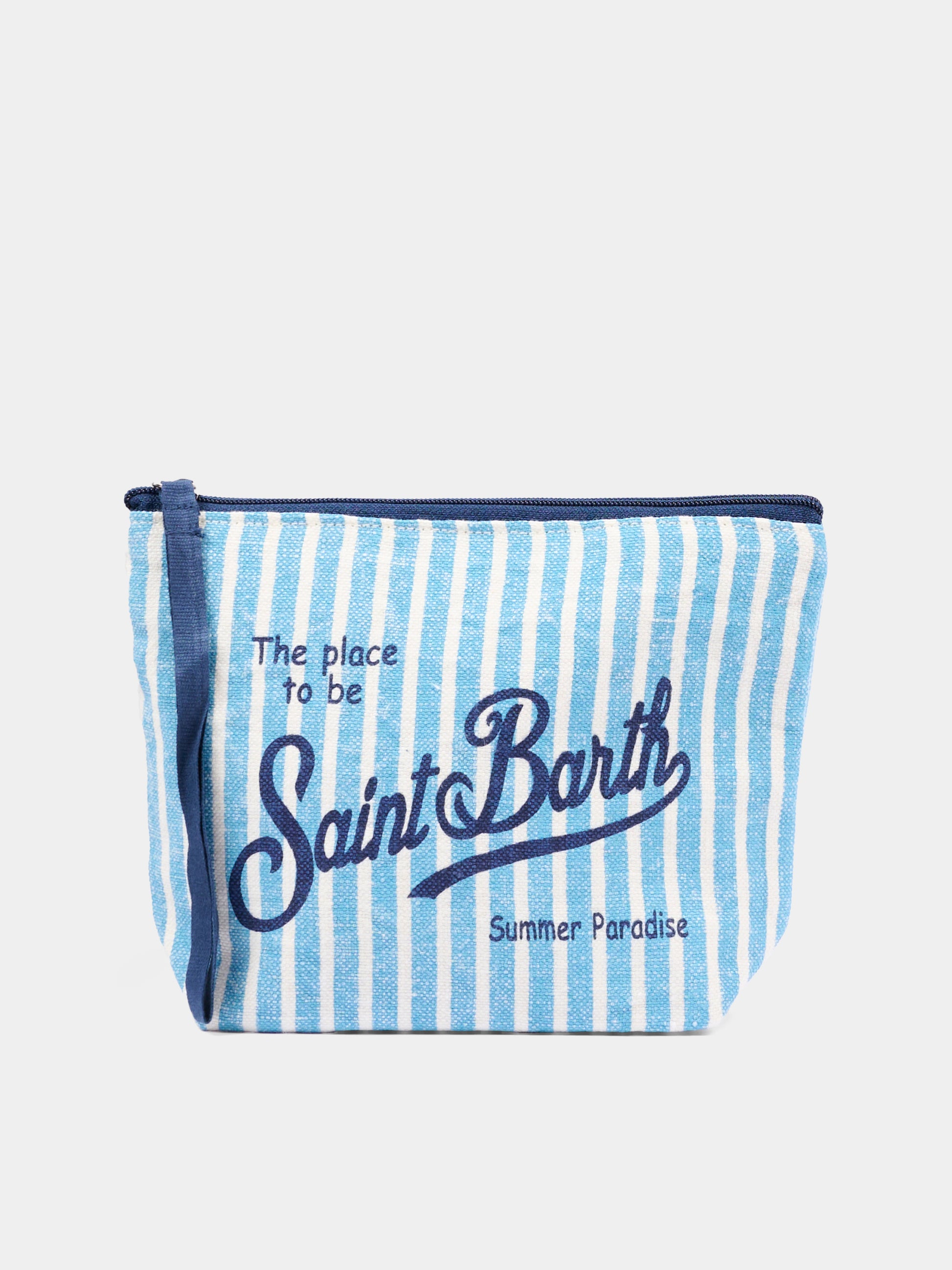 Pochette azzurra Aline Linen per bambini a righe,Mc2 Saint Barth,ALI0004 00398L