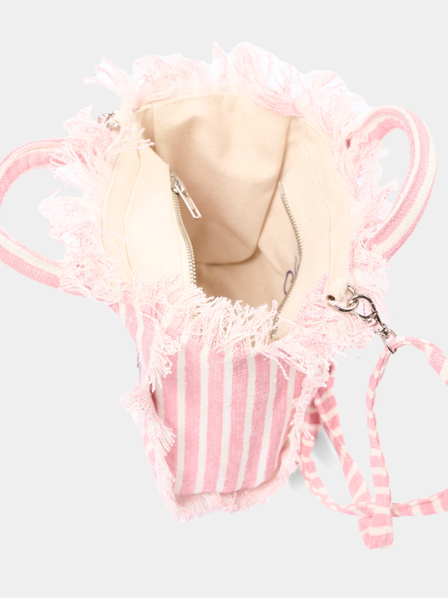 Borsa rosa Vanity Mini Linen per bambina a righe,Mc2 Saint Barth,VAMI008 00397L